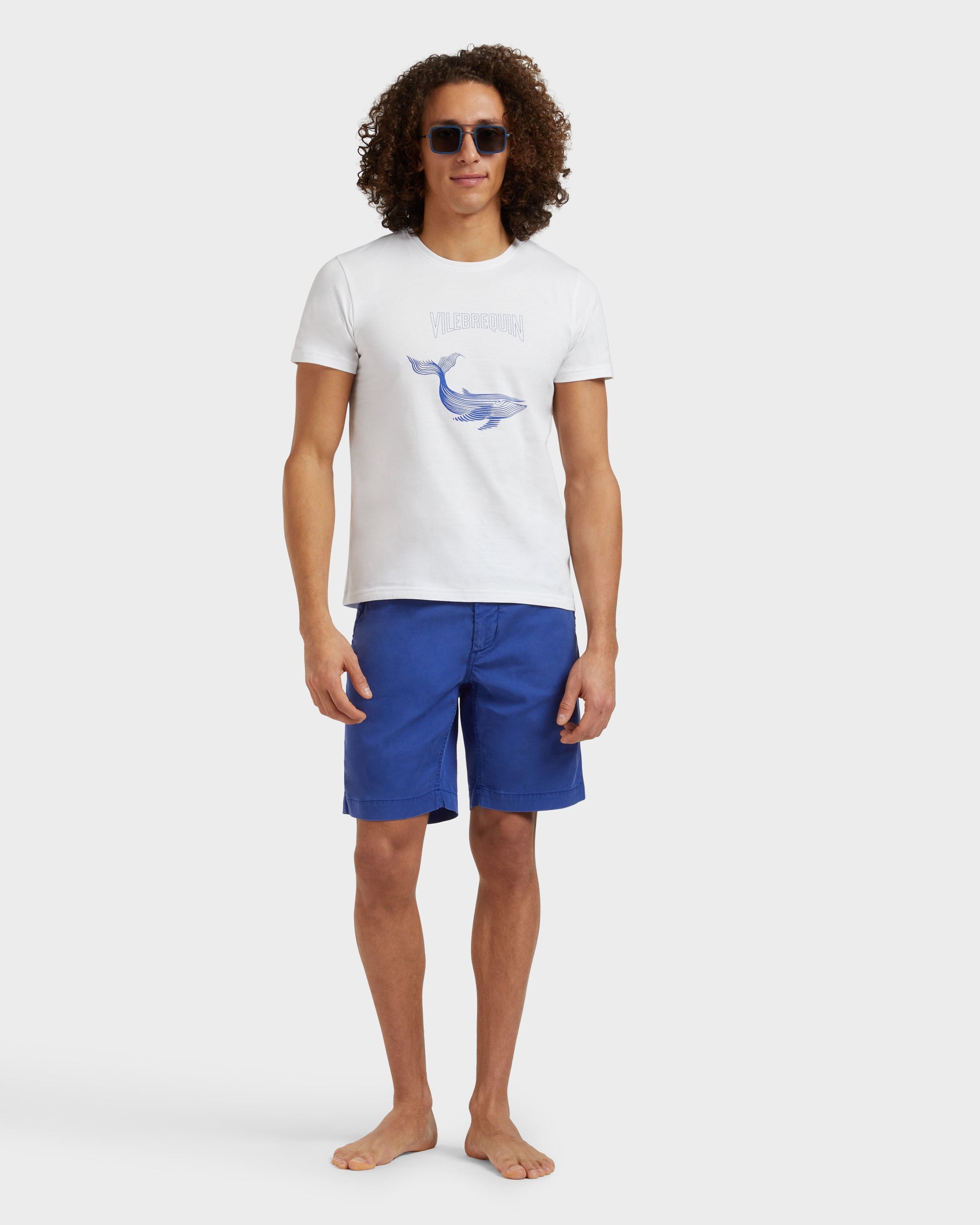Vilebrequin Men Organic Cotton T-shirt Whales - White