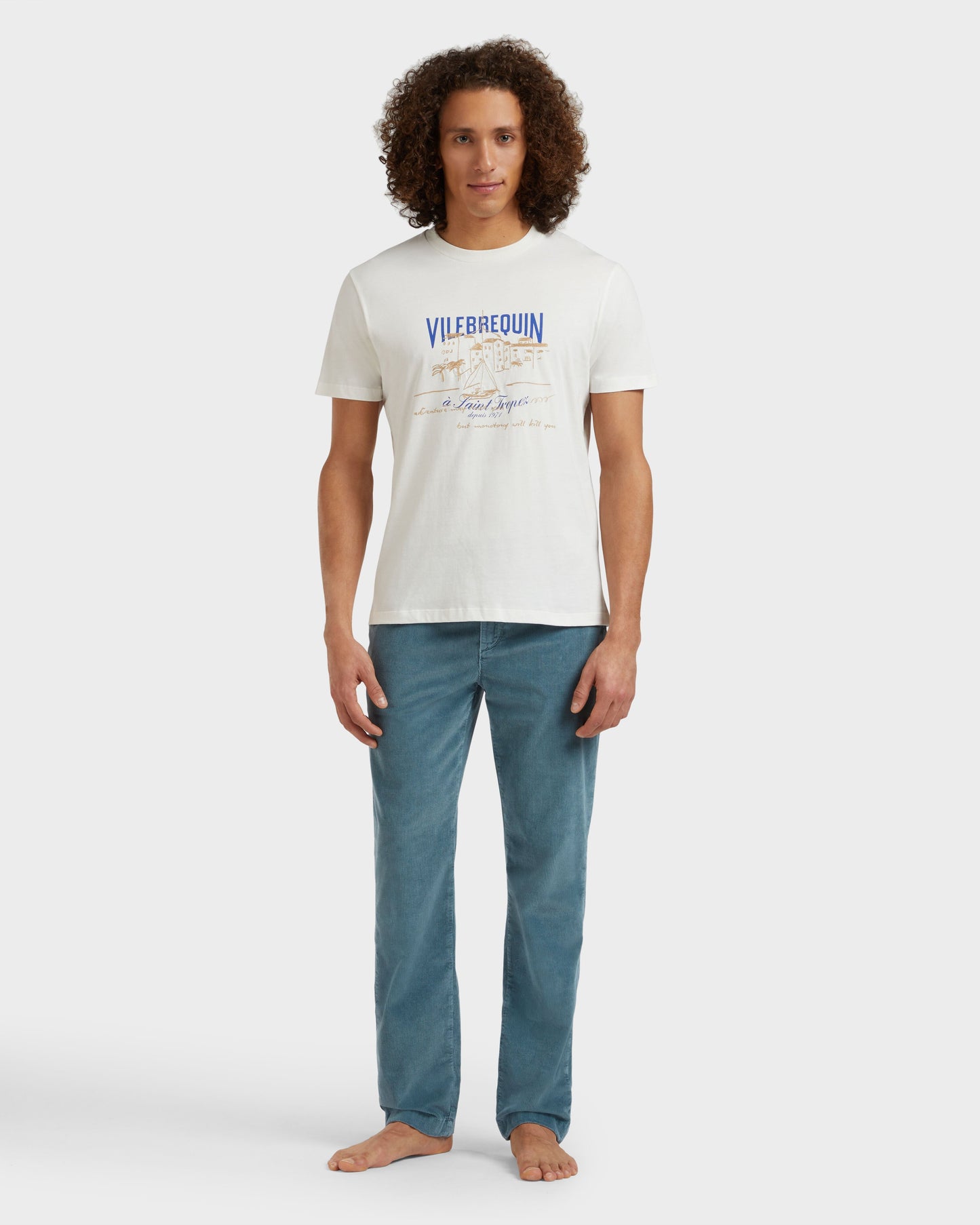 Vilebrequin Men T-shirt VBQ Bateau - Off white