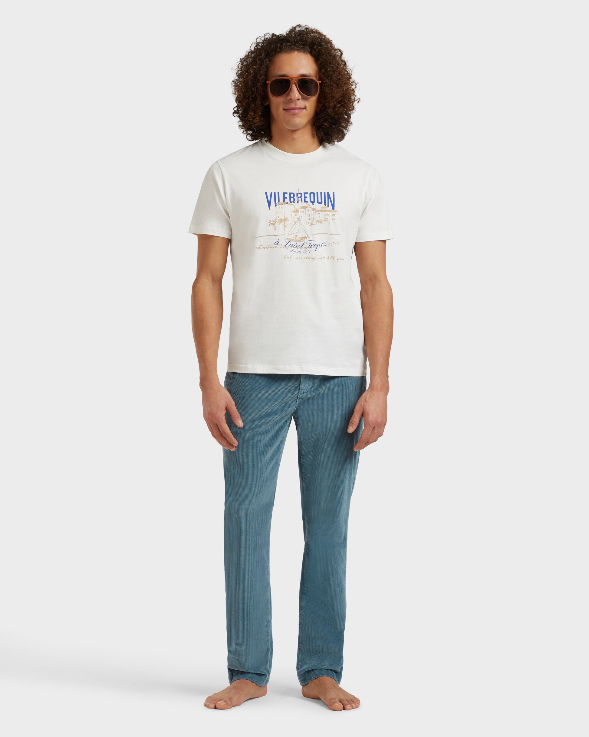 Vilebrequin Men T-shirt VBQ Bateau - Off white