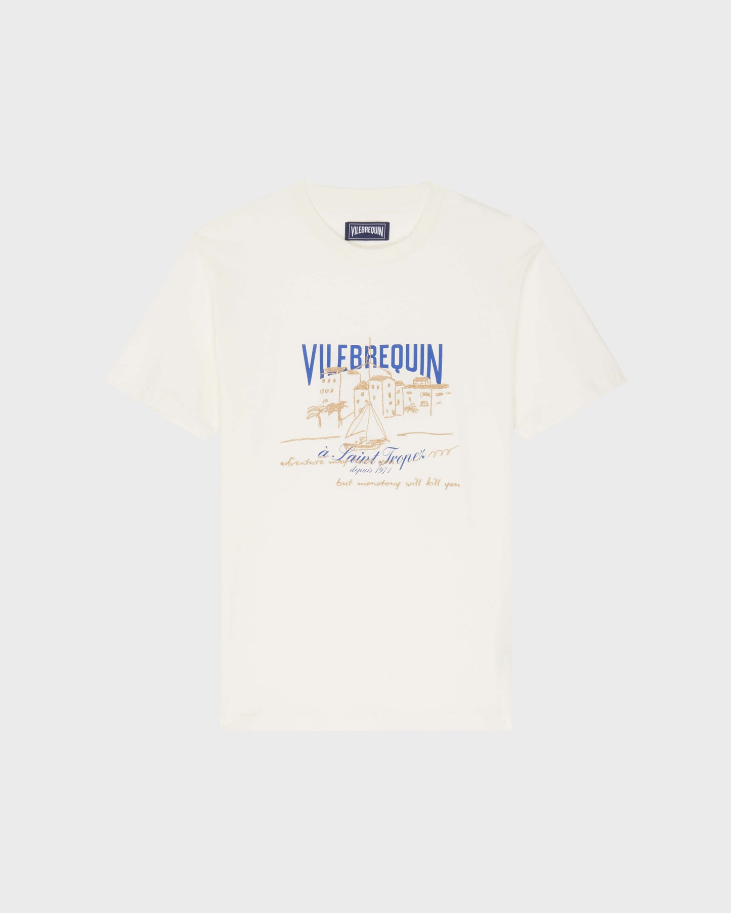 Vilebrequin Men T-shirt VBQ Bateau - Off white