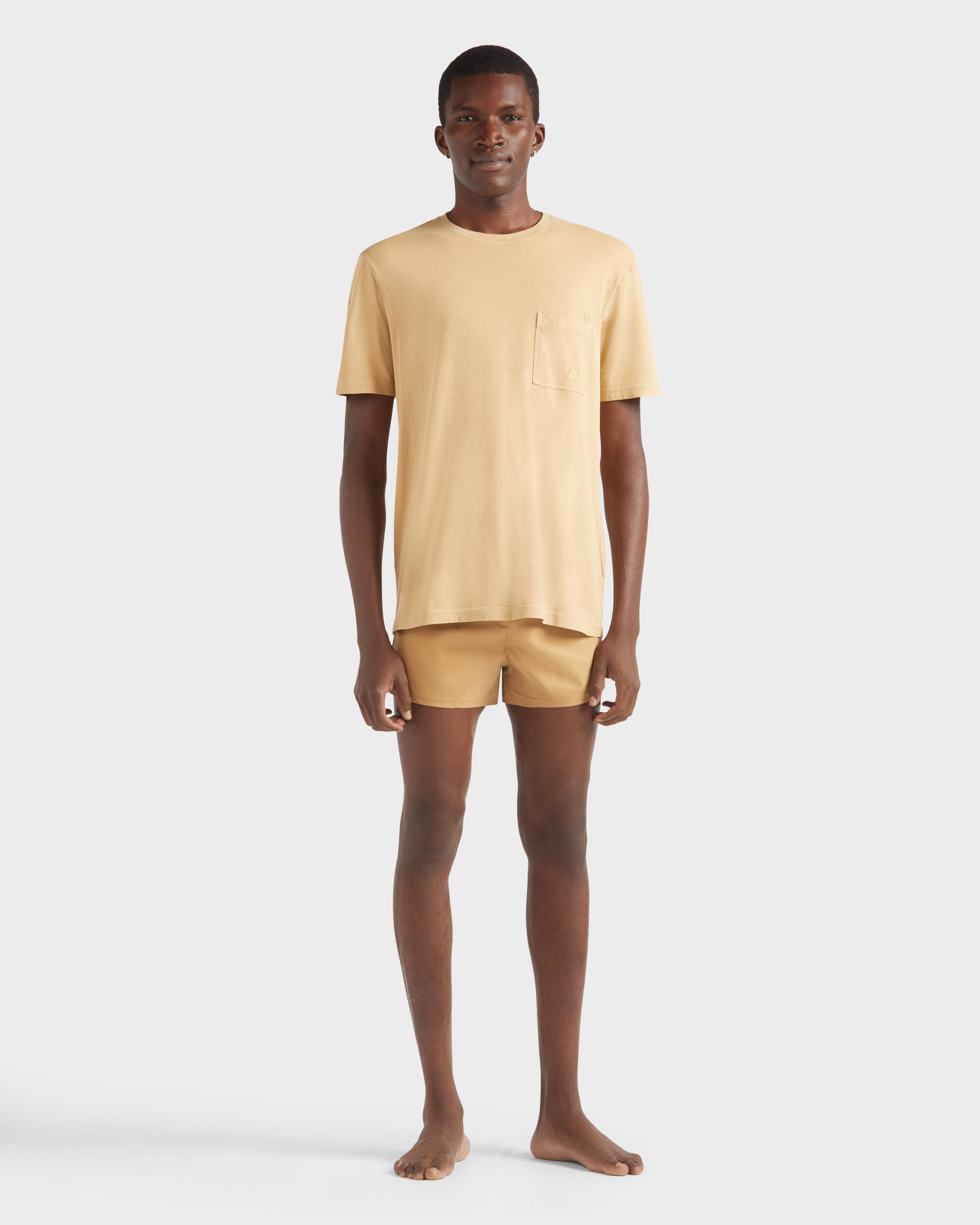 Vilebrequin Men Solid Organic cotton T-shirt Natural Colors - Brown Mocha
