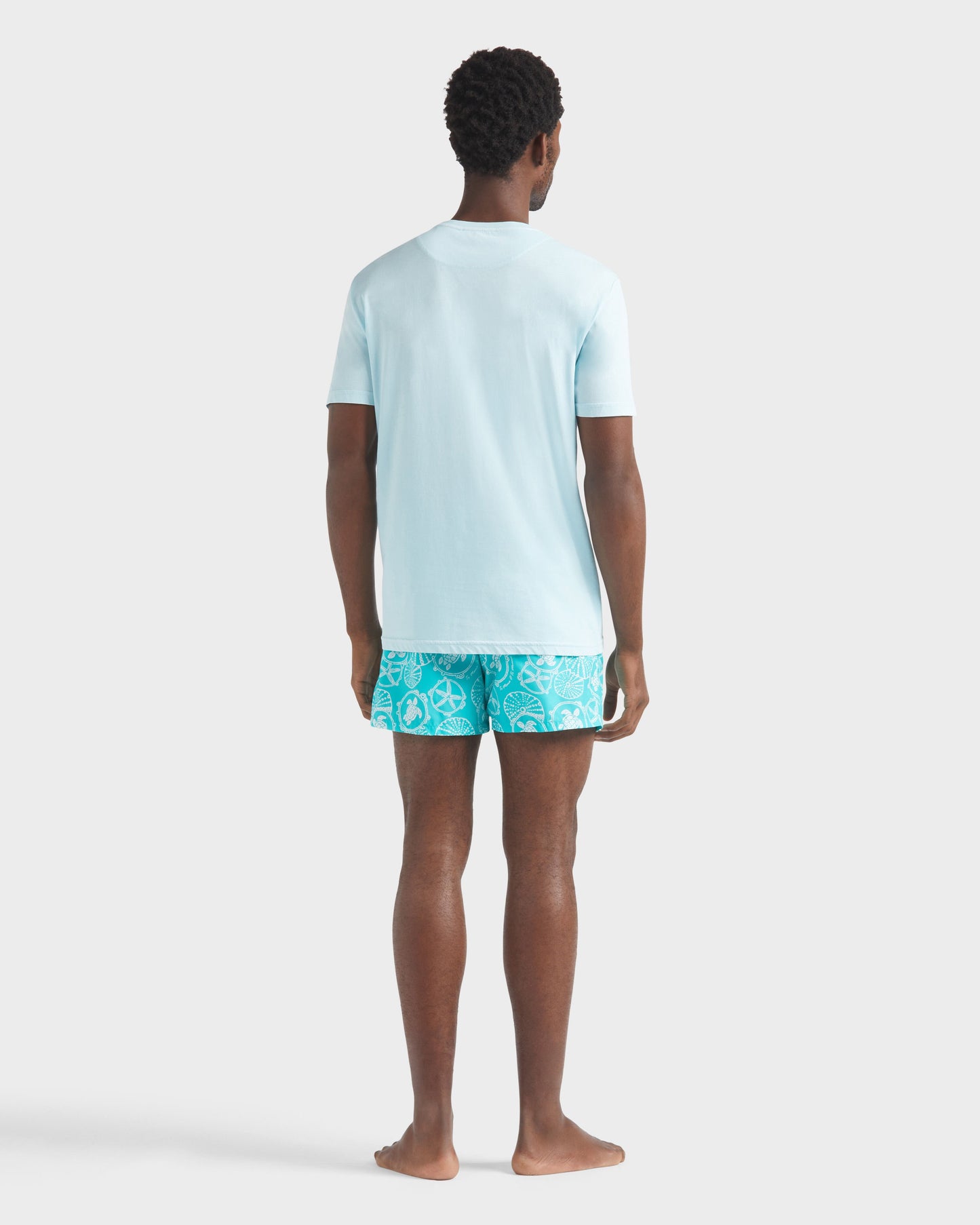 Vilebrequin Men Solid Organic cotton T-shirt Natural Colors - Blue Pacific