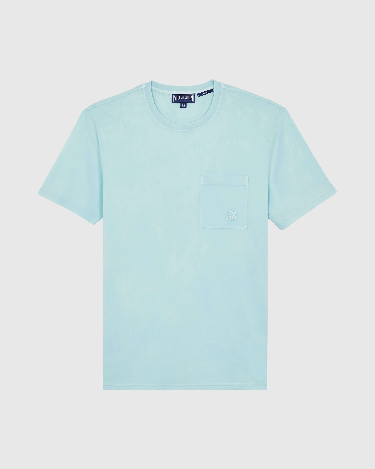Vilebrequin Men Solid Organic cotton T-shirt Natural Colors - Blue Pacific