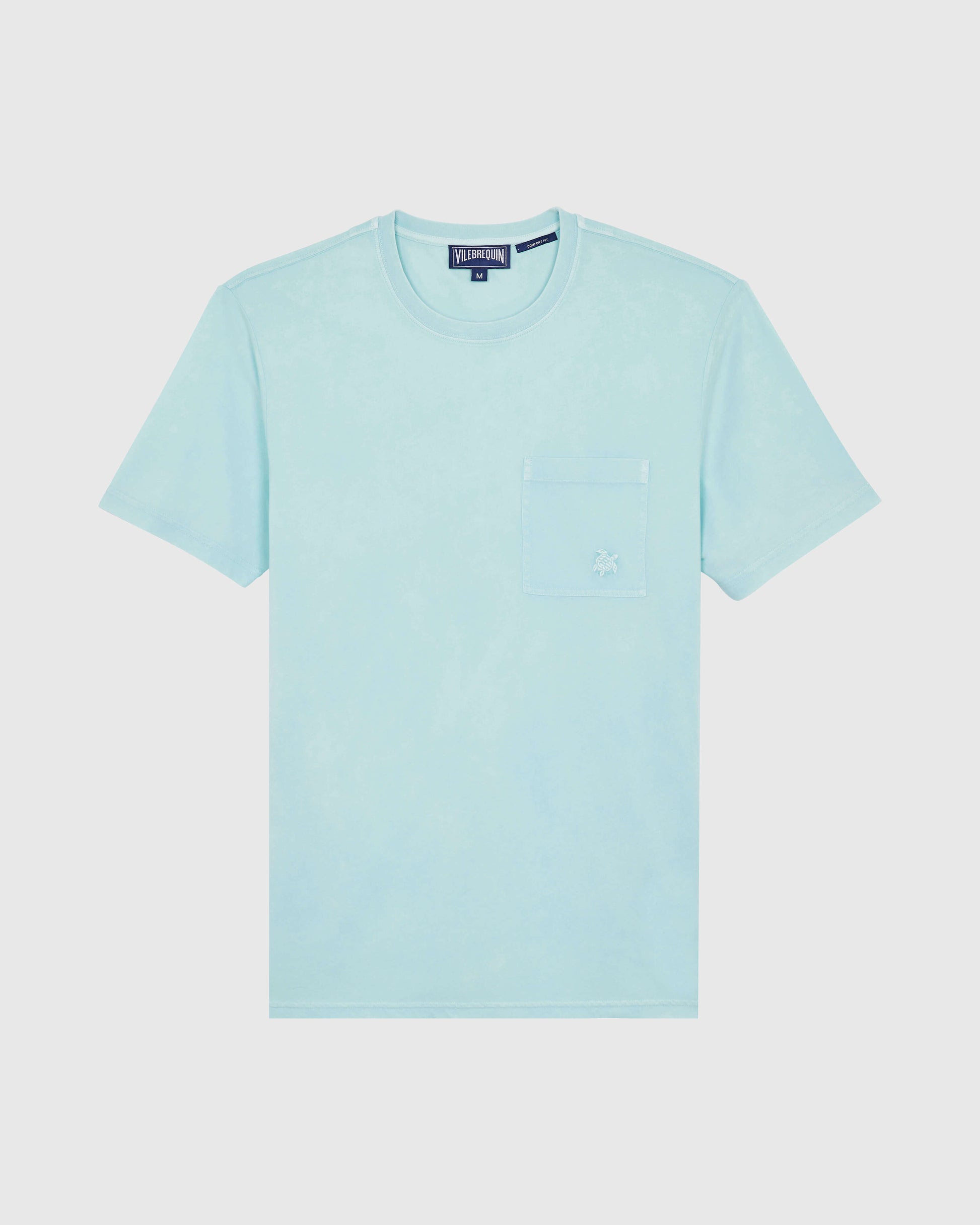 Vilebrequin Men Solid Organic cotton T-shirt Natural Colors - Blue Pacific
