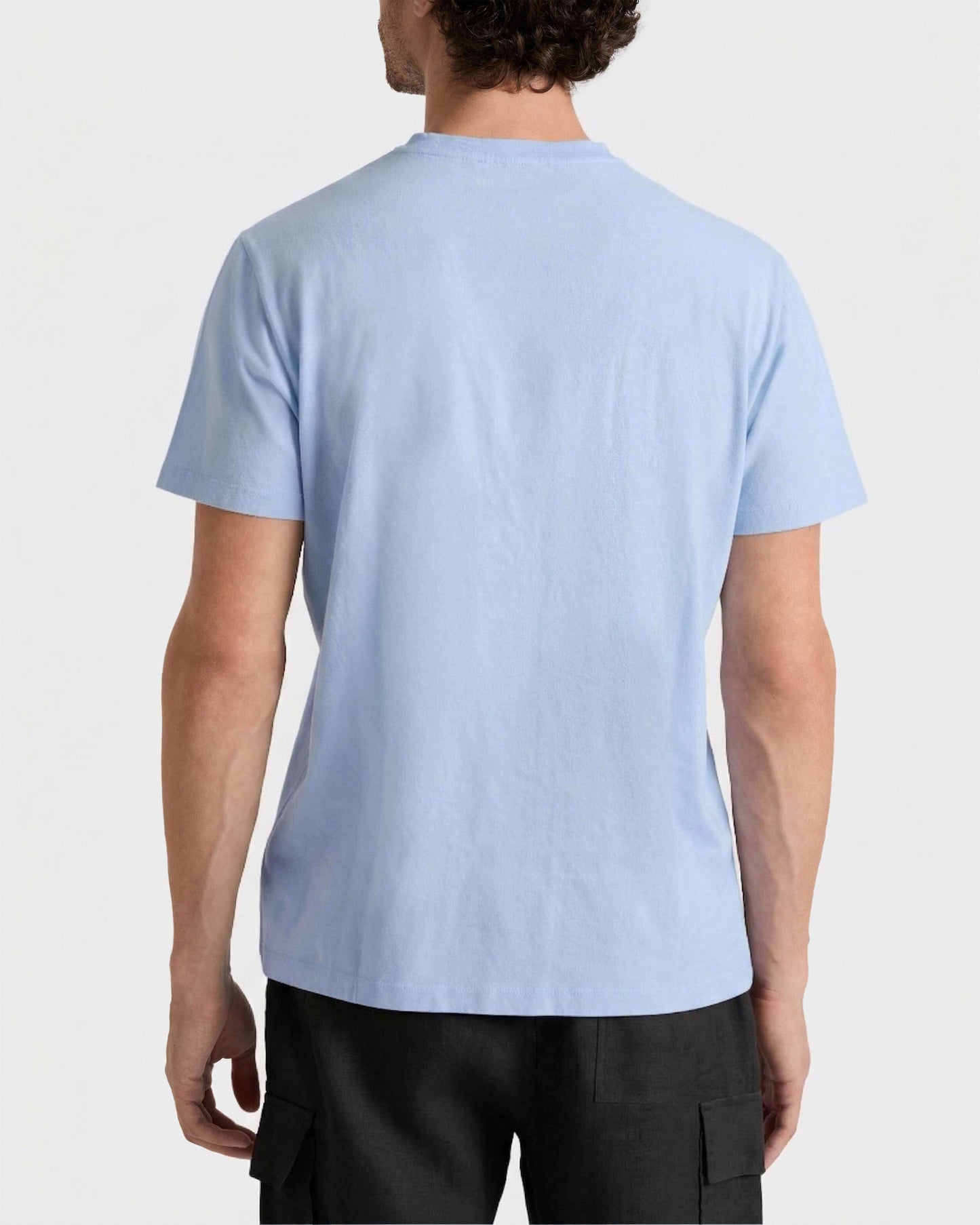 Vilebrequin Men Organic Cotton T-shirt Big Turtle Embroidery - Blue Cloudy
