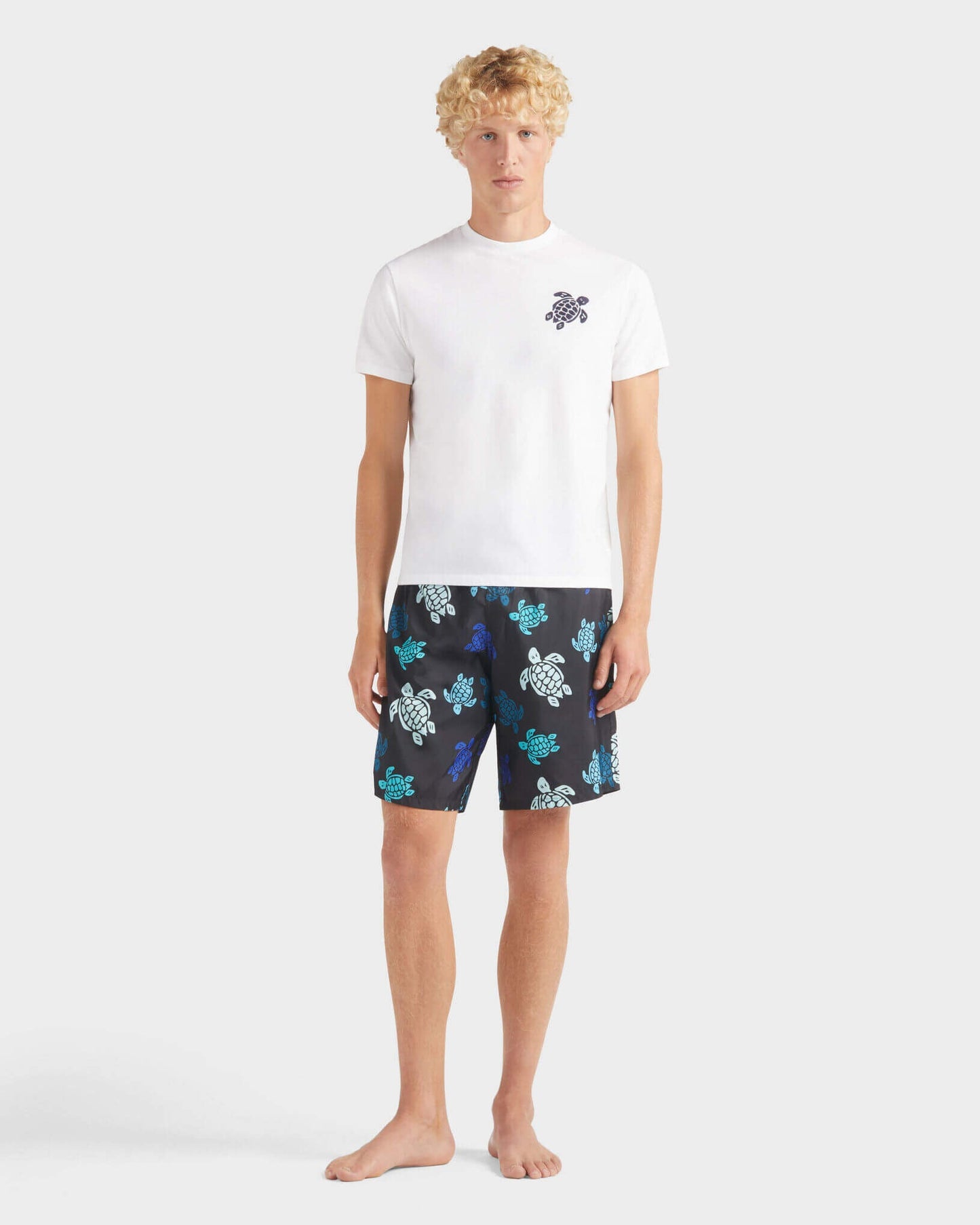 Vilebrequin Men Organic Cotton T-shirt Big Turtle Embroidery - White
