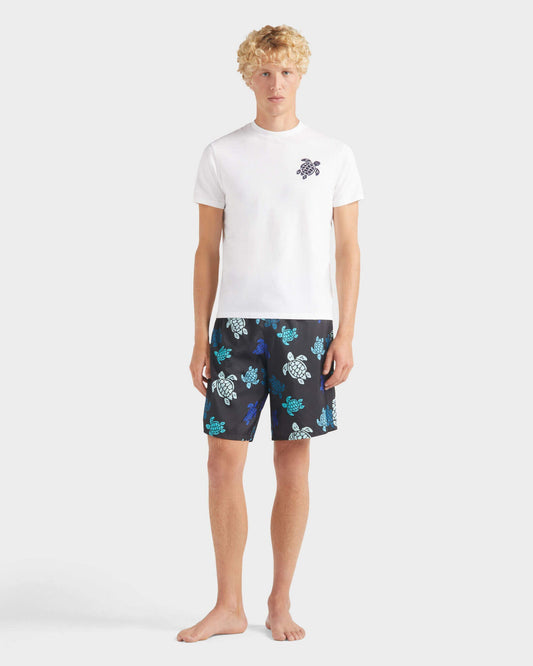 Vilebrequin Men Organic Cotton T-shirt Big Turtle Embroidery - White
