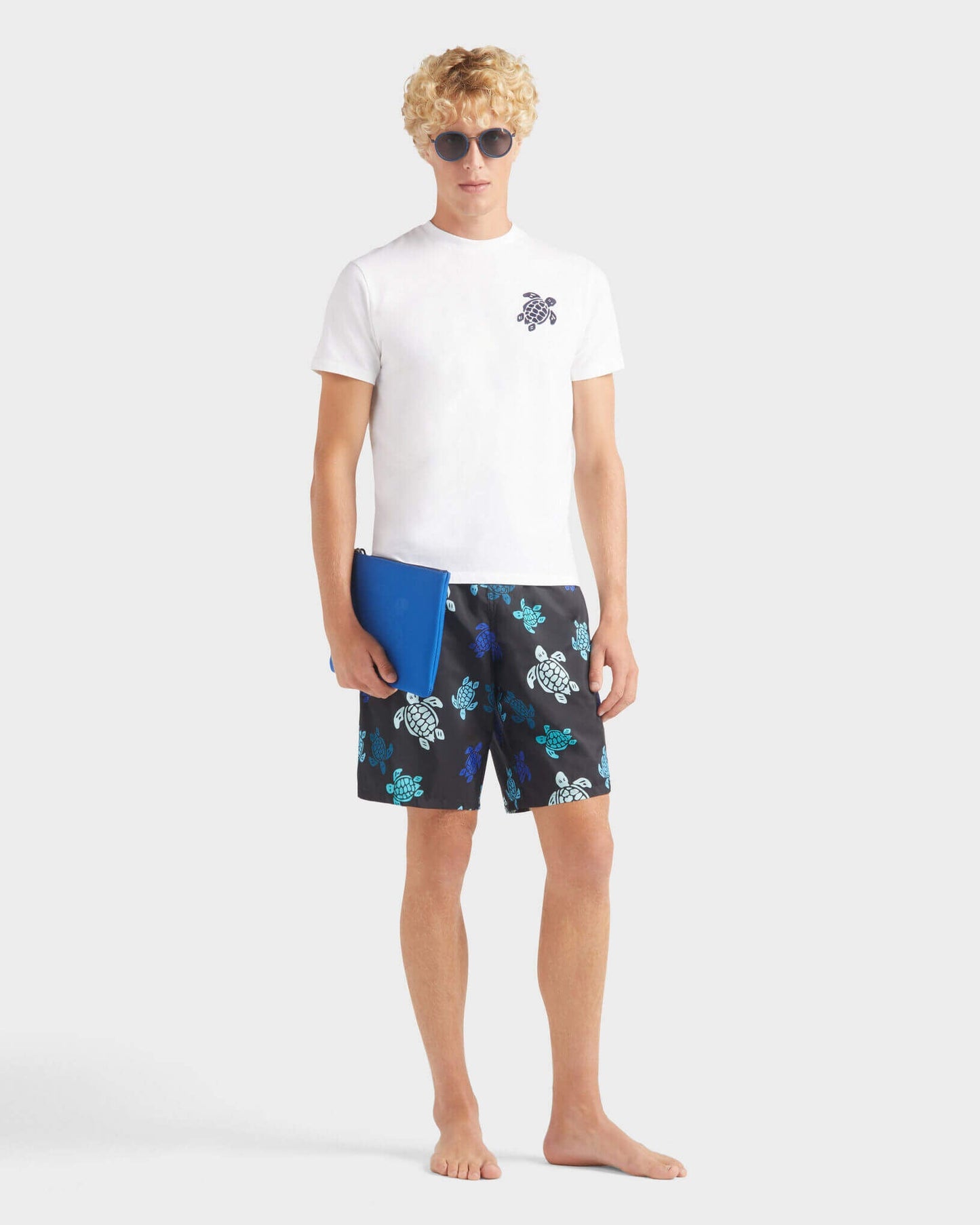 Vilebrequin Men Organic Cotton T-shirt Big Turtle Embroidery - White