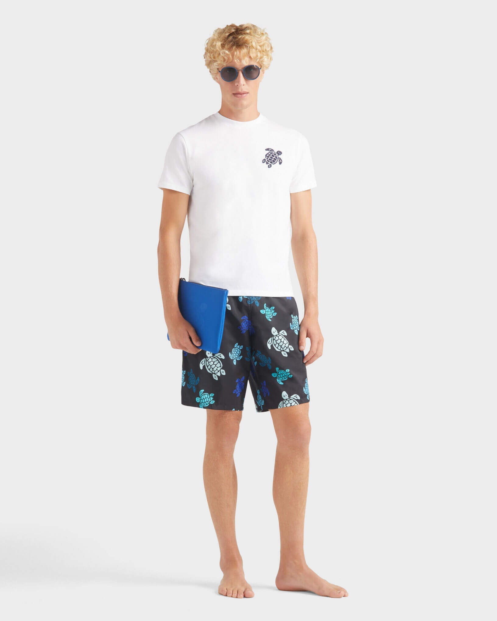 Vilebrequin Men Organic Cotton T-shirt Big Turtle Embroidery - White
