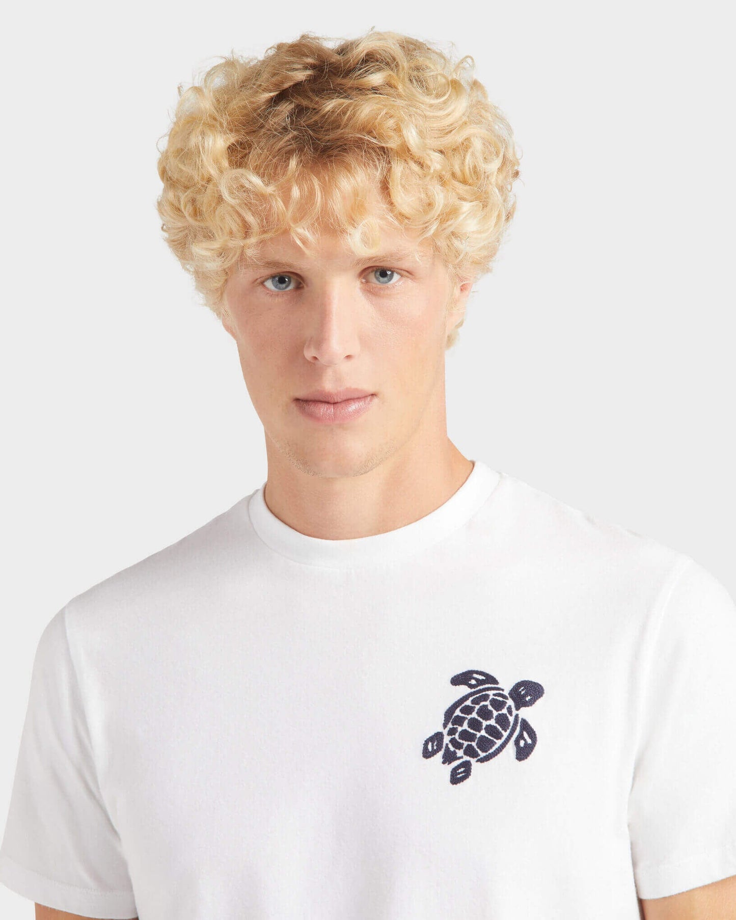 Vilebrequin Men Organic Cotton T-shirt Big Turtle Embroidery - White
