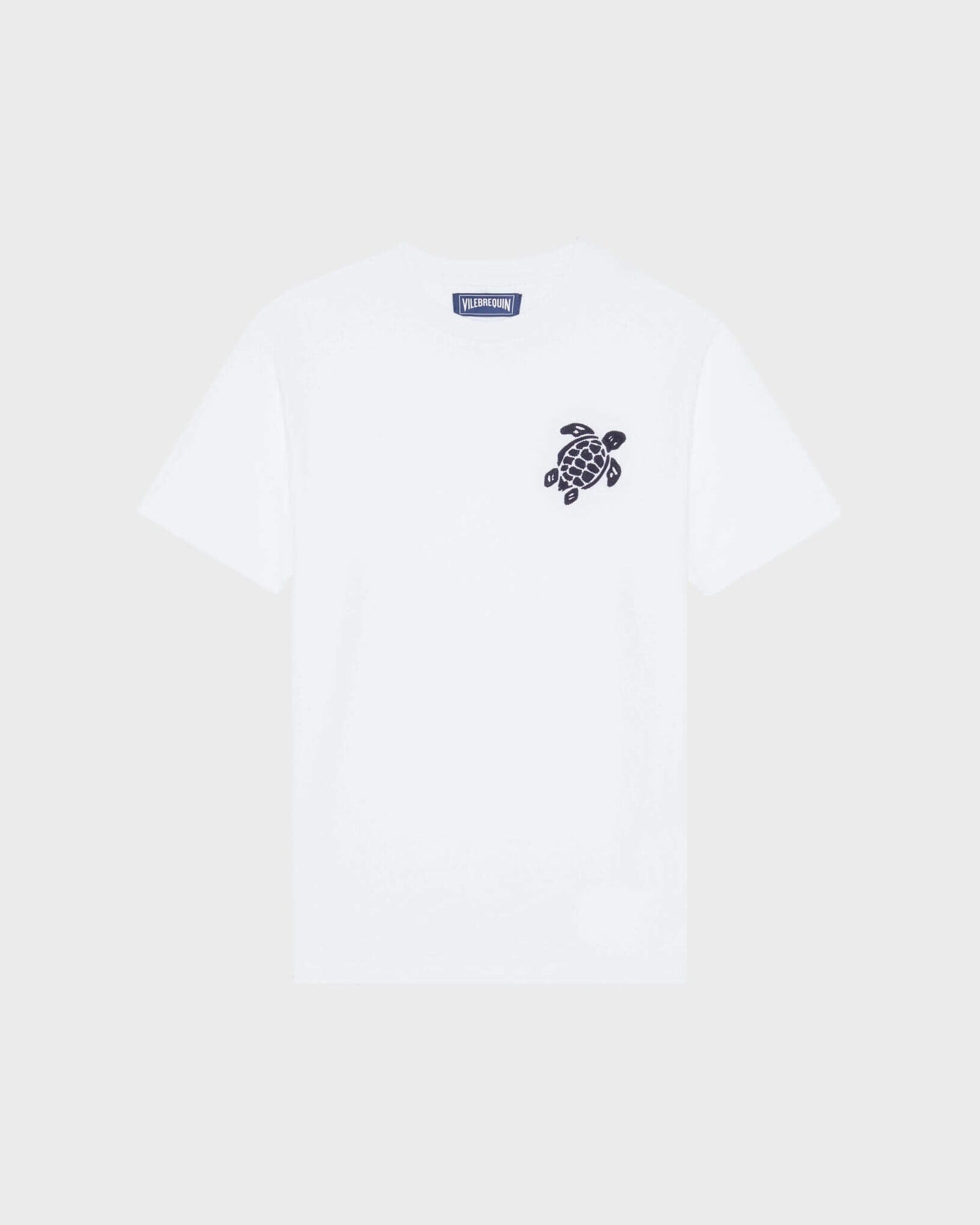 Vilebrequin Men Organic Cotton T-shirt Big Turtle Embroidery - White