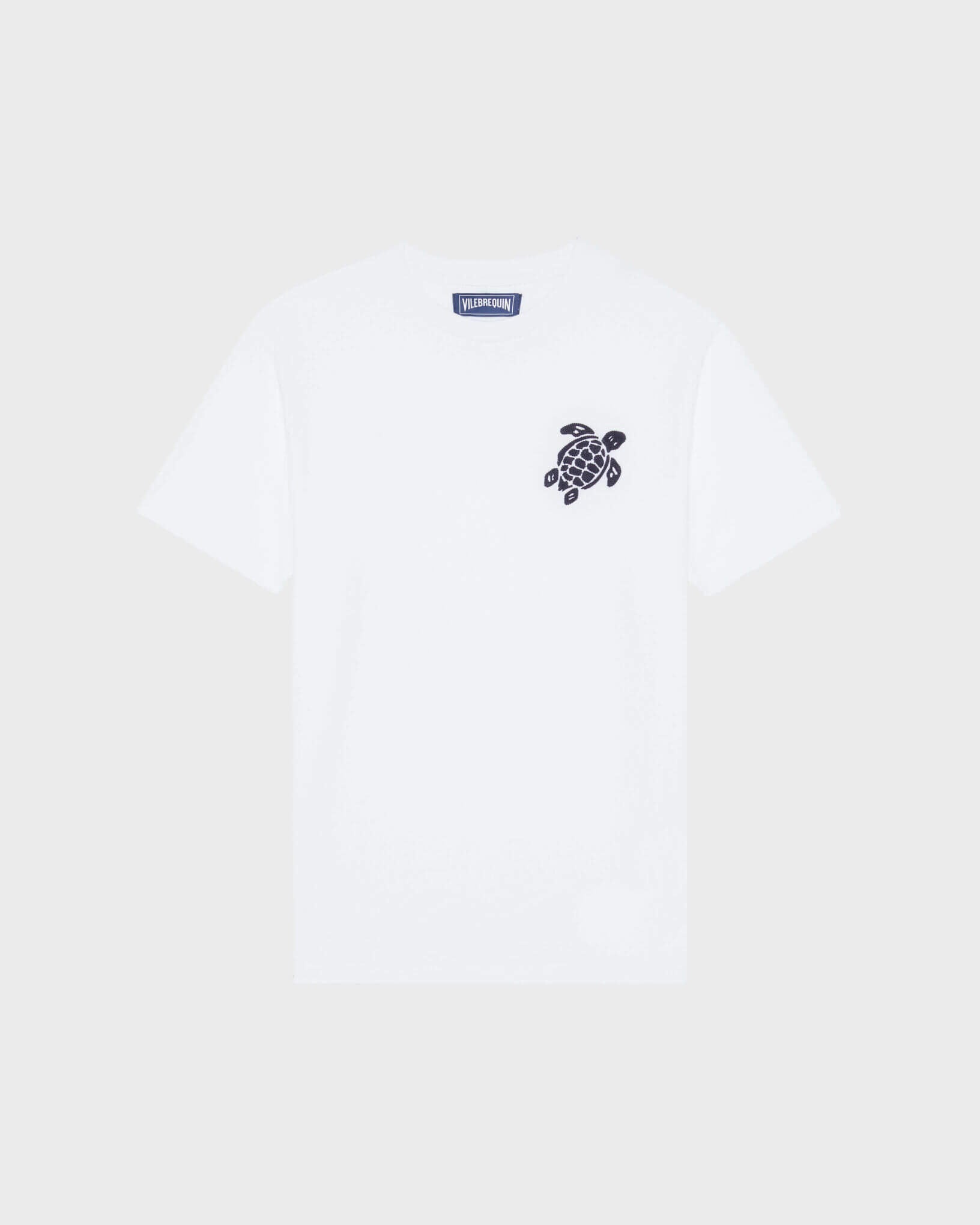 Vilebrequin Men Organic Cotton T-shirt Big Turtle Embroidery - White