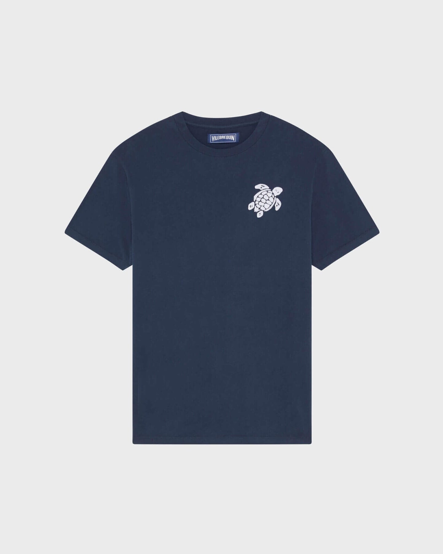 Vilebrequin Men Organic Cotton T-shirt Big Turtle Embroidery - Blue Navy