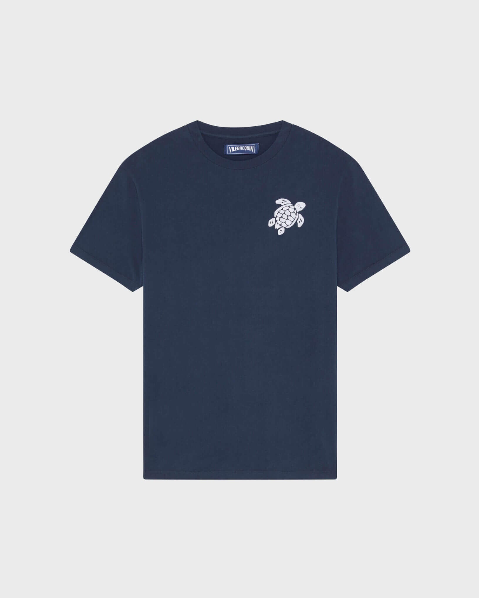 Vilebrequin Men Organic Cotton T-shirt Big Turtle Embroidery - Blue Navy