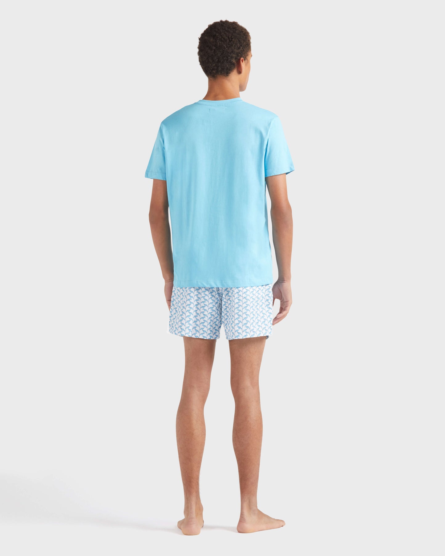 Vilebrequin Men Cotton T-shirt Contrasted Placed Gomy Logo - Blue topaz