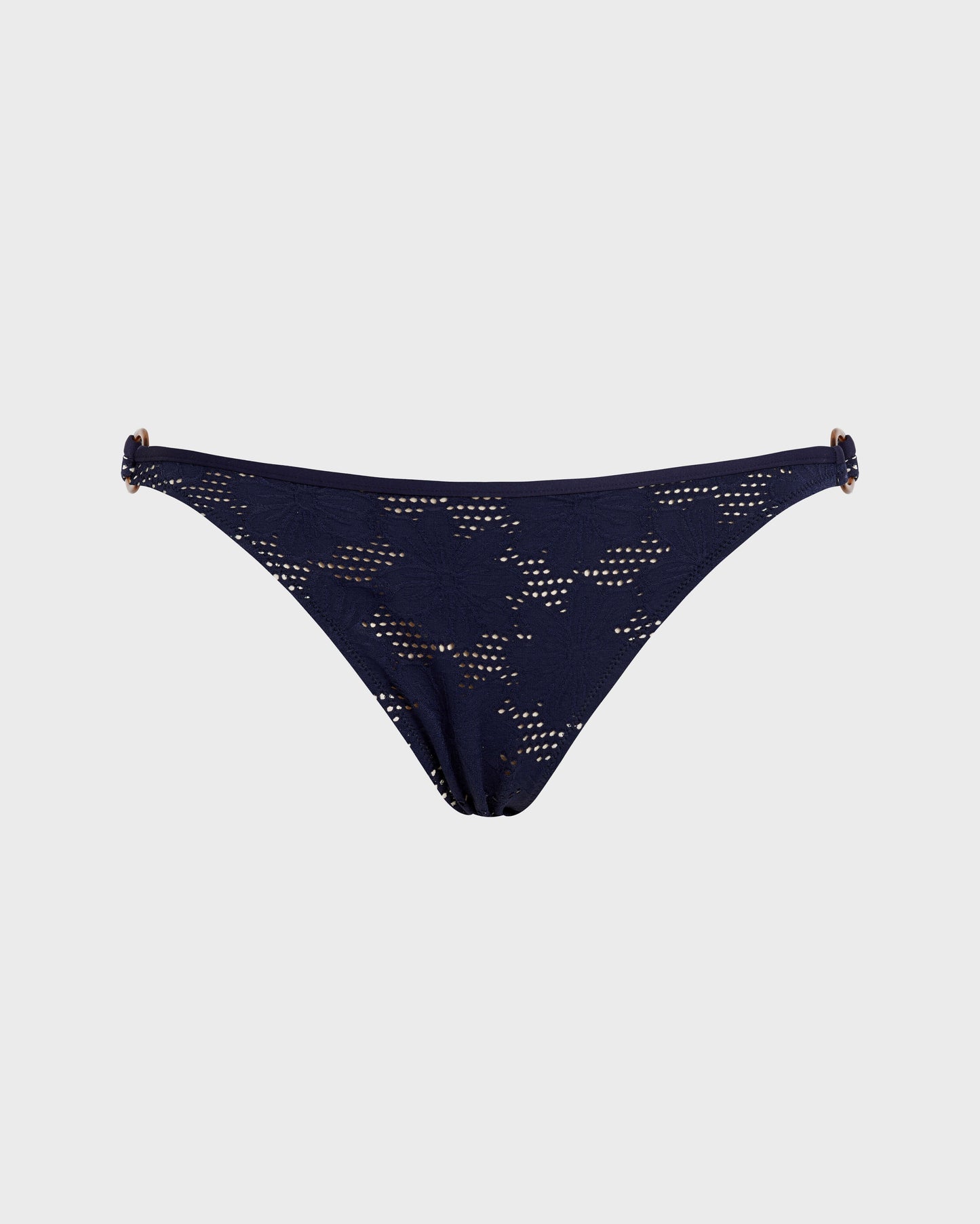 Vilebrequin Women Mini Brief Bikini Bottom Jacquard Fleur Broderie Anglaise - Blue Navy