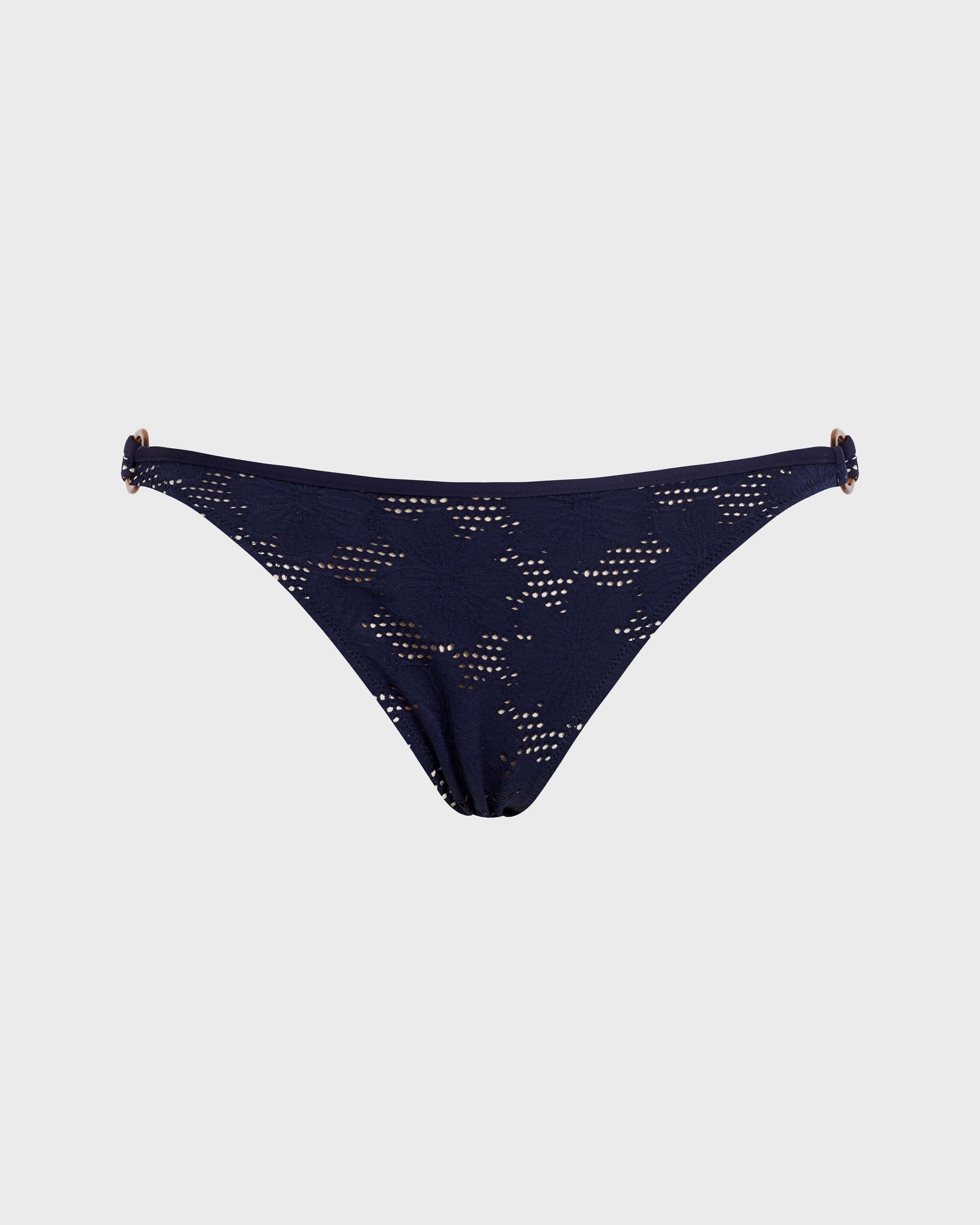 Vilebrequin Women Mini Brief Bikini Bottom Jacquard Fleur Broderie Anglaise - Blue Navy