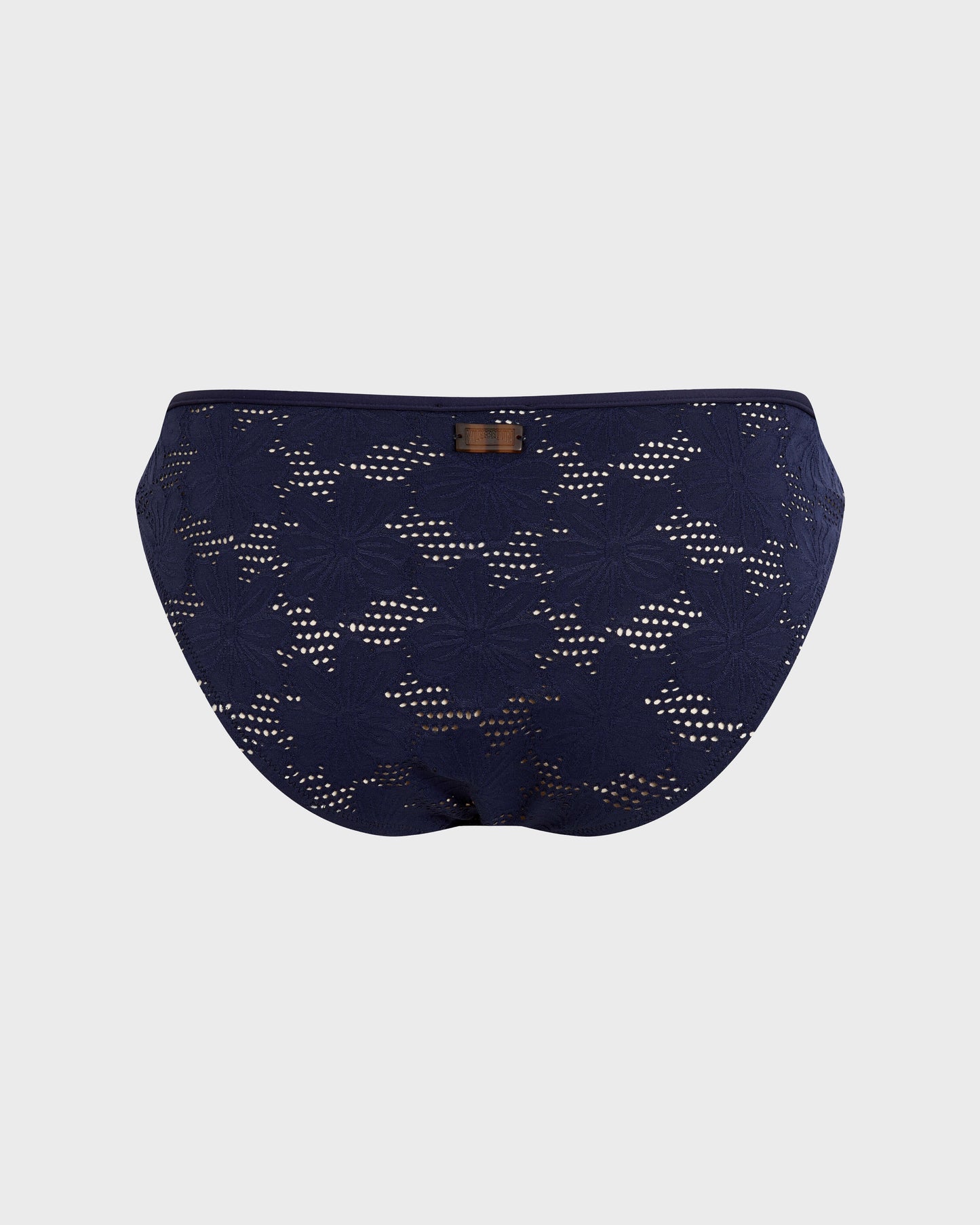 Vilebrequin Women Mini Brief Bikini Bottom Jacquard Fleur Broderie Anglaise - Blue Navy