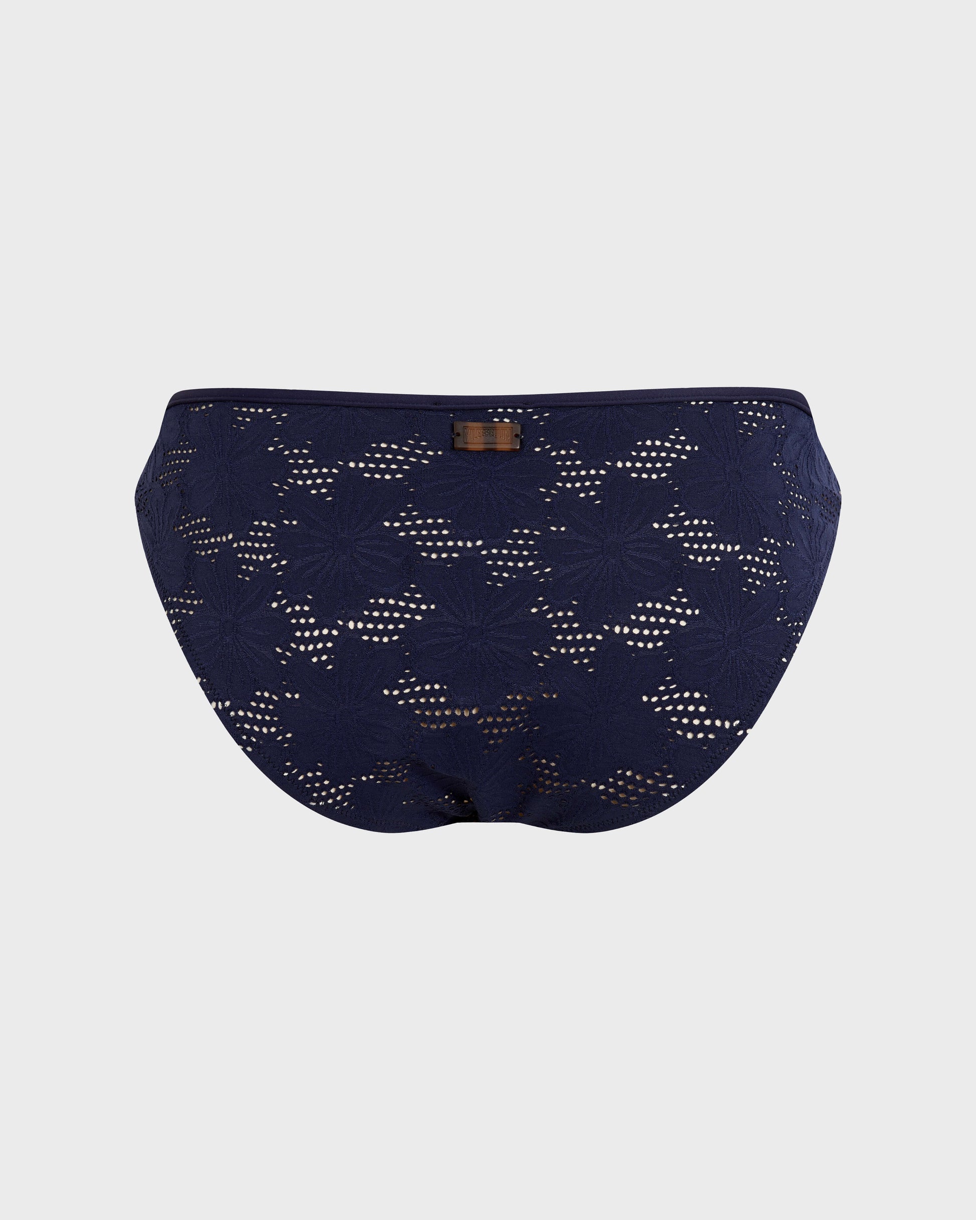 Vilebrequin Women Mini Brief Bikini Bottom Jacquard Fleur Broderie Anglaise - Blue Navy