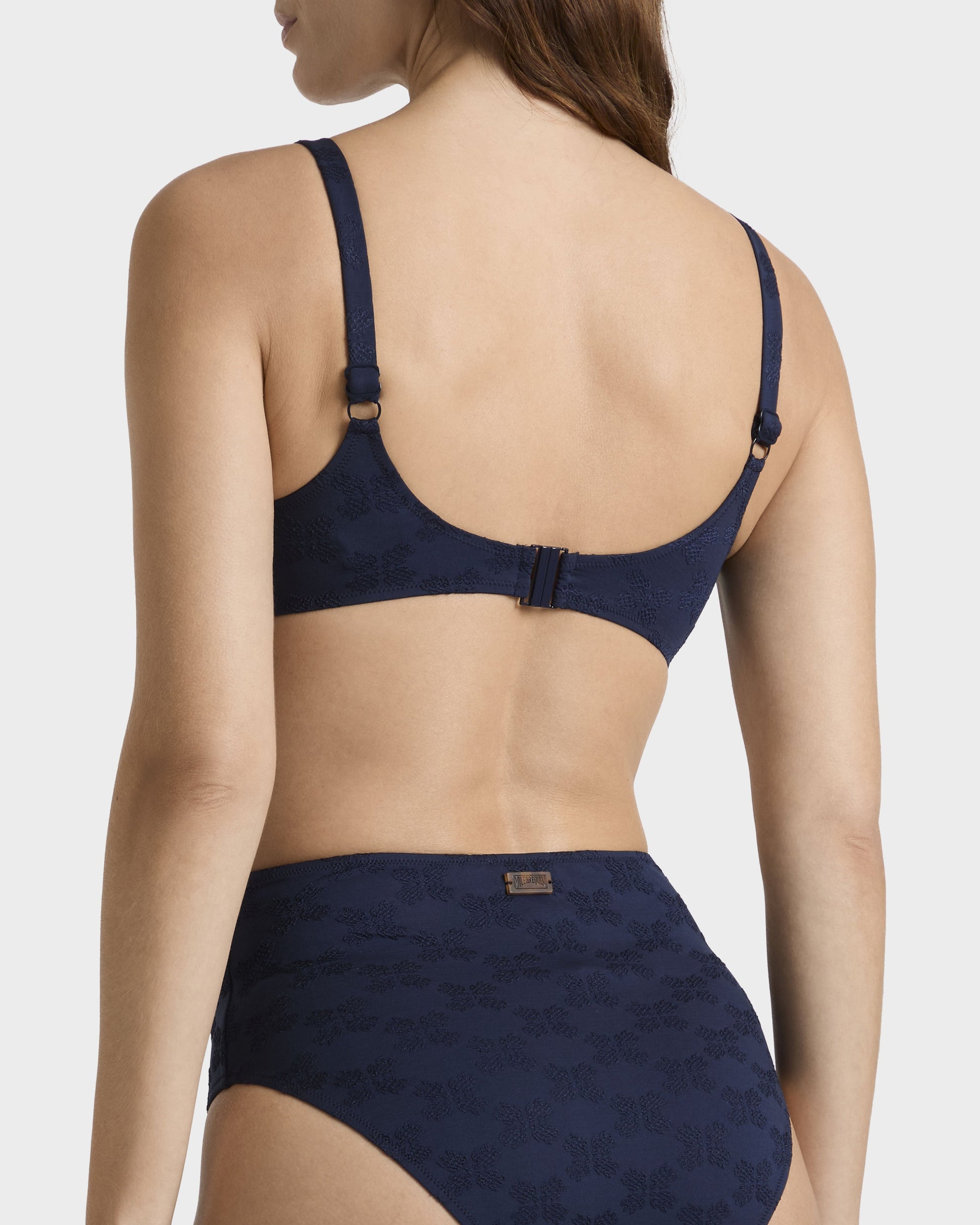 Vilebrequin Women Underwire Bikini Top Turtle Monogram Jacquard - Blue Navy