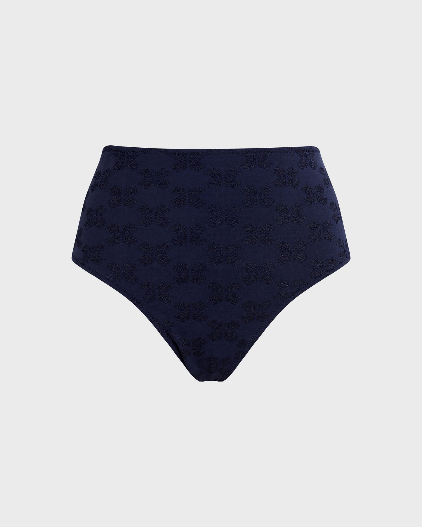 Vilebrequin Women High-waisted Bikini Bottom Turtle Monogram Jacquard - Blue Navy
