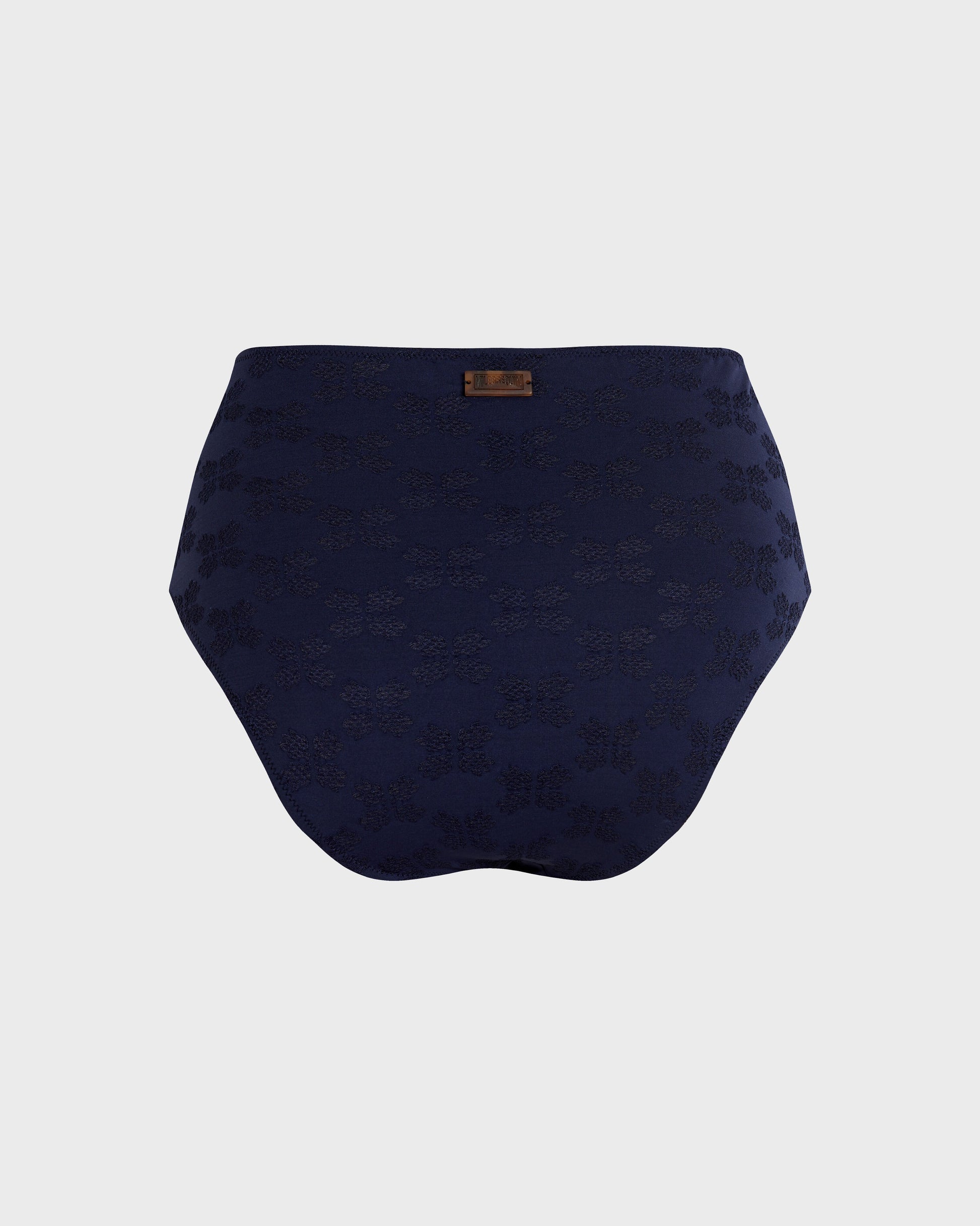 Vilebrequin Women High-waisted Bikini Bottom Turtle Monogram Jacquard - Blue Navy