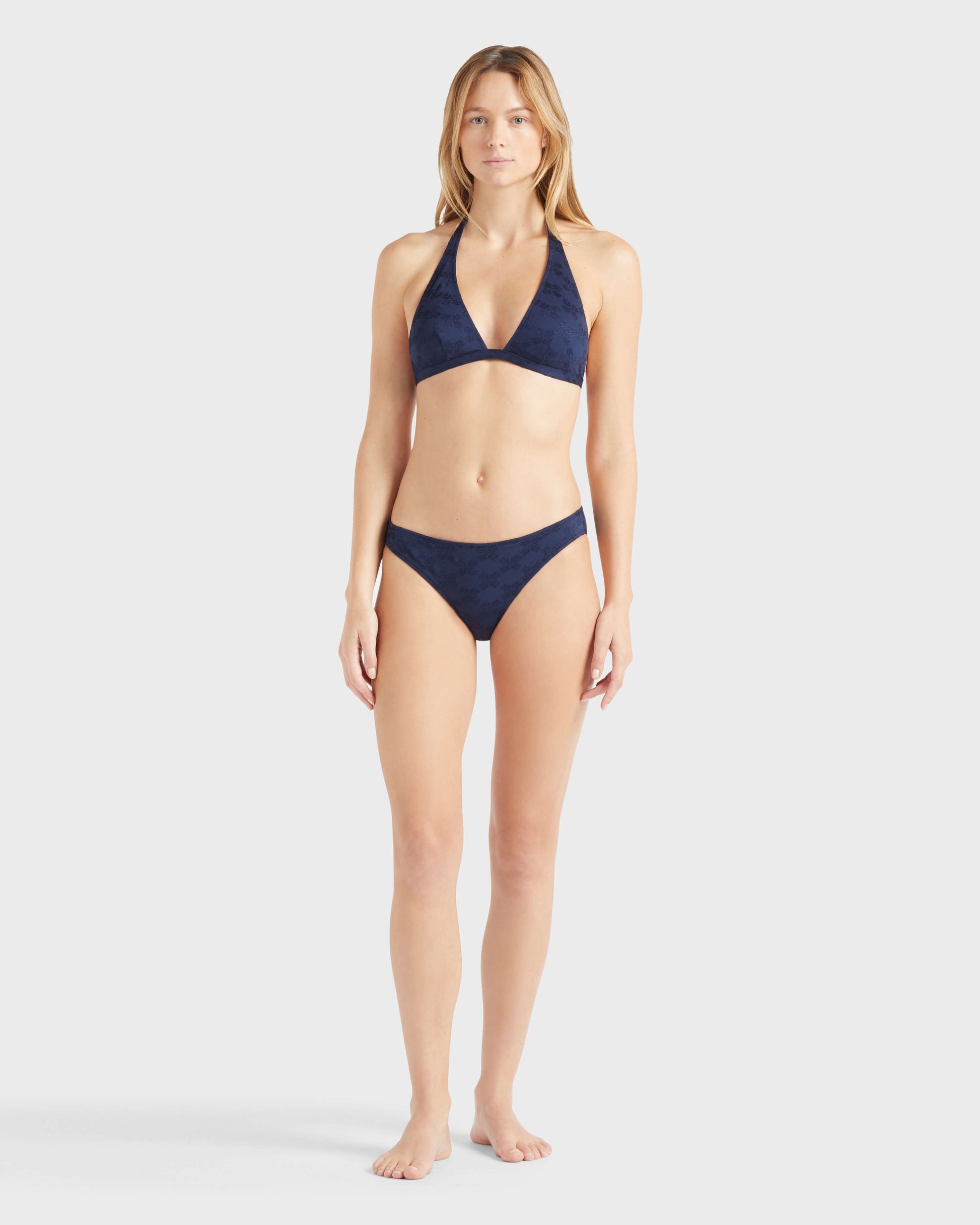 Vilebrequin Women Midi Brief Bikini Bottom Turtles Monogram - Blue Navy