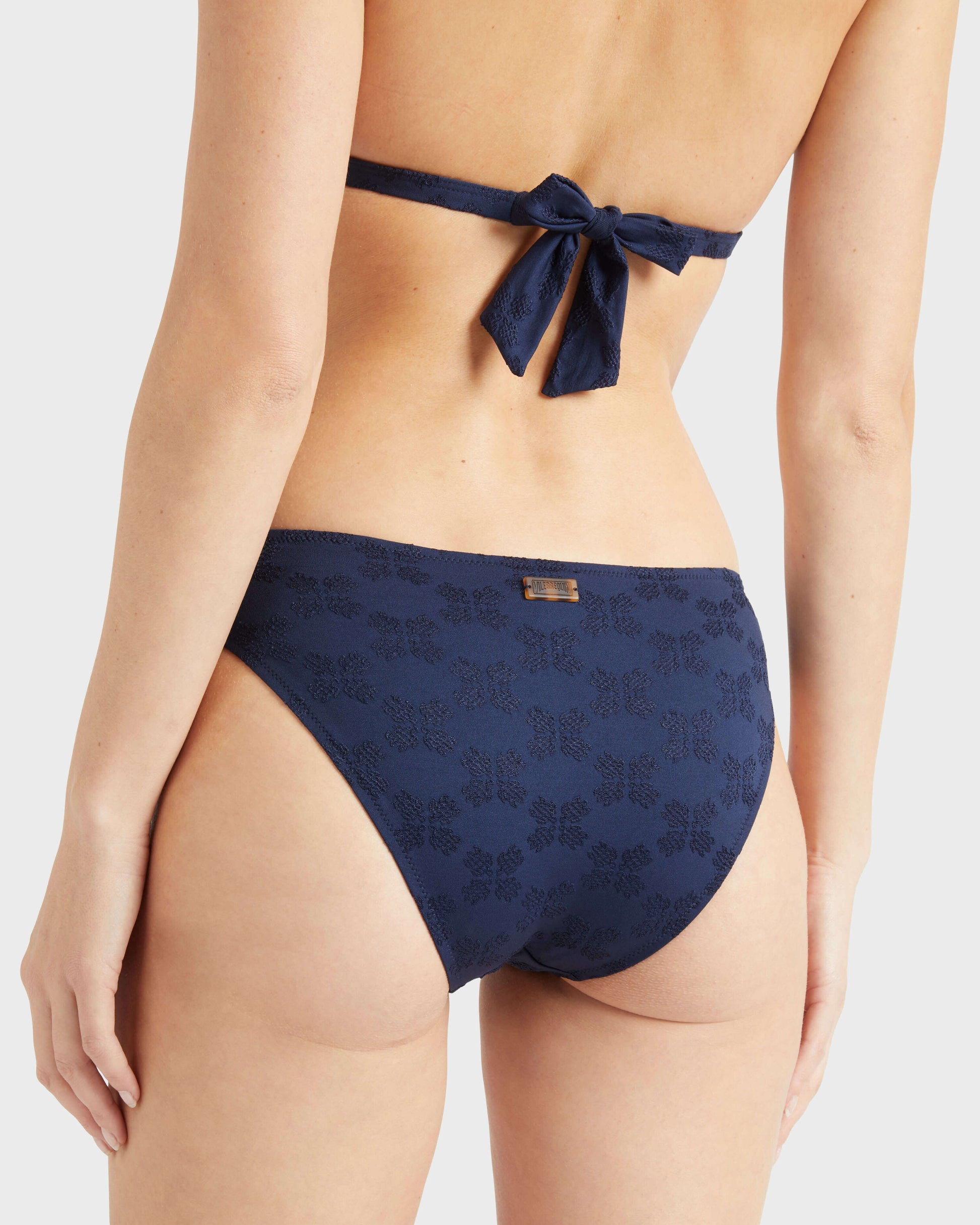 Vilebrequin Women Midi Brief Bikini Bottom Turtles Monogram - Blue Navy