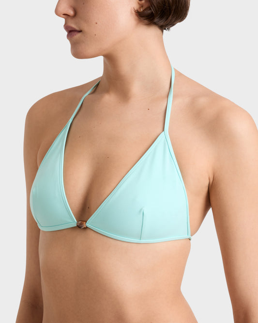 Vilebrequin Women Halter Bikini Top Pearl Solid - Blue Oxygene