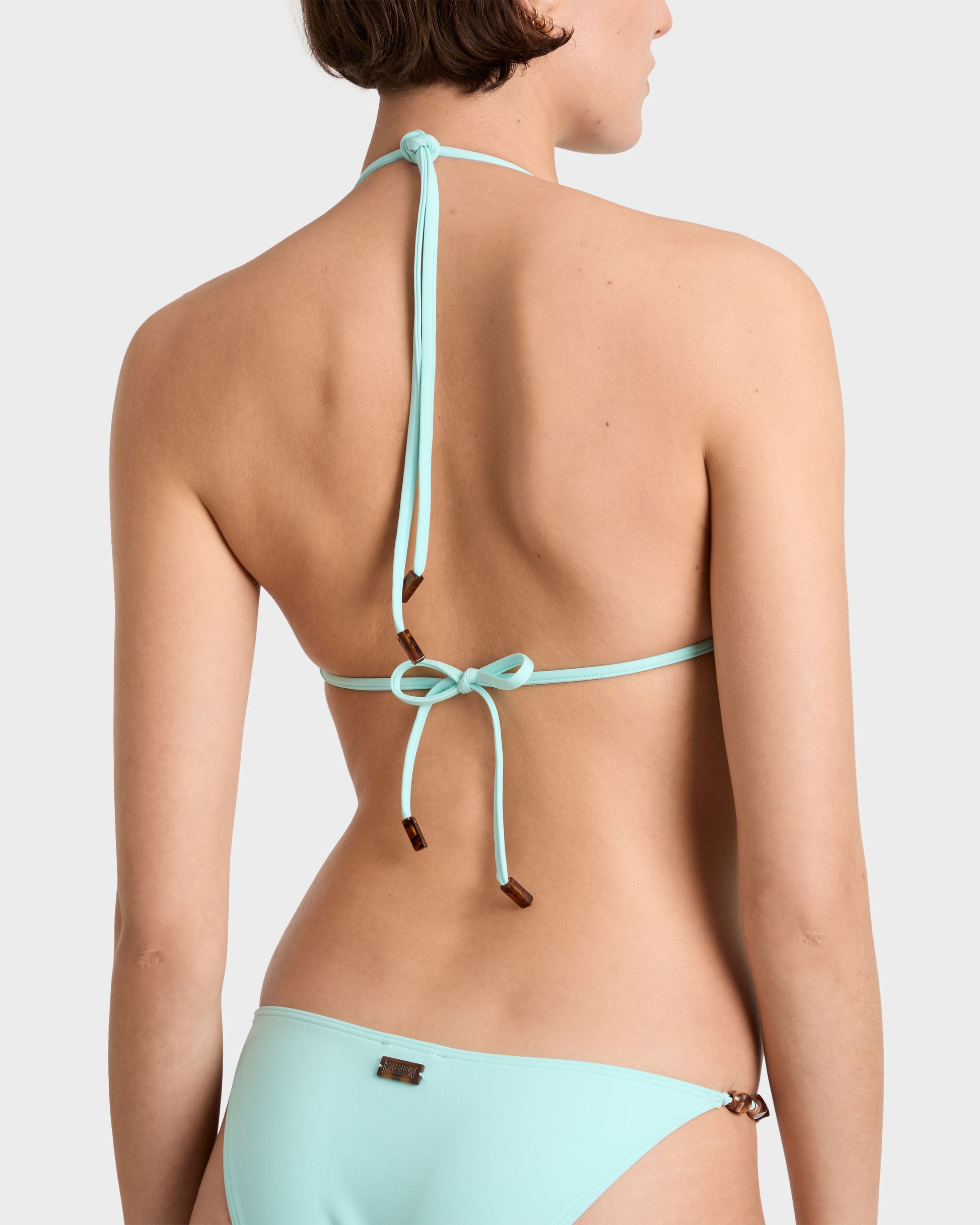 Vilebrequin Women Halter Bikini Top Pearl Solid - Blue Oxygene