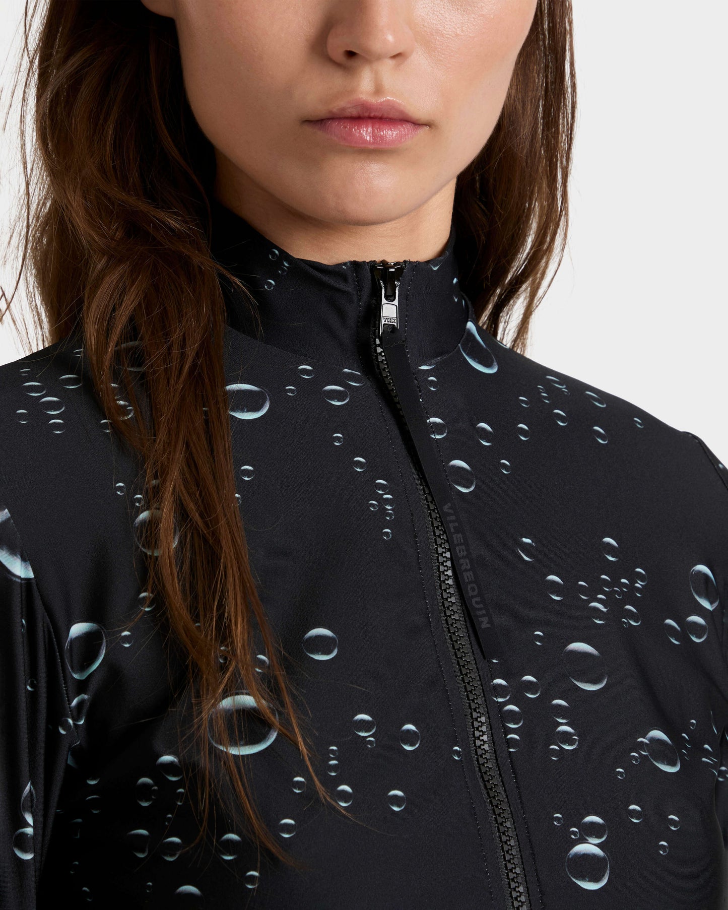Vilebrequin Women Full Zip Crop Top Rashguard Bubble 3D - Black