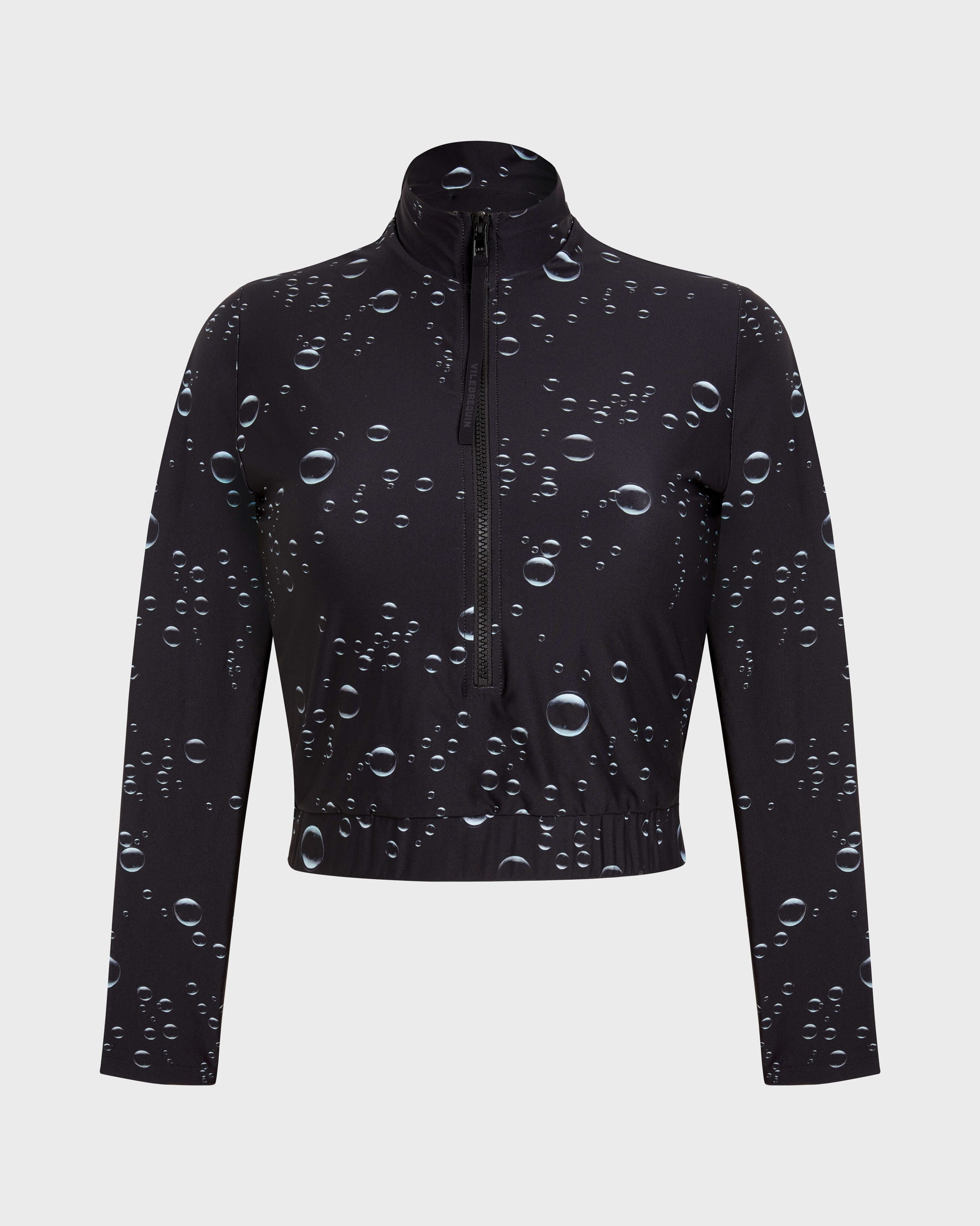Vilebrequin Women Full Zip Crop Top Rashguard Bubble 3D - Black