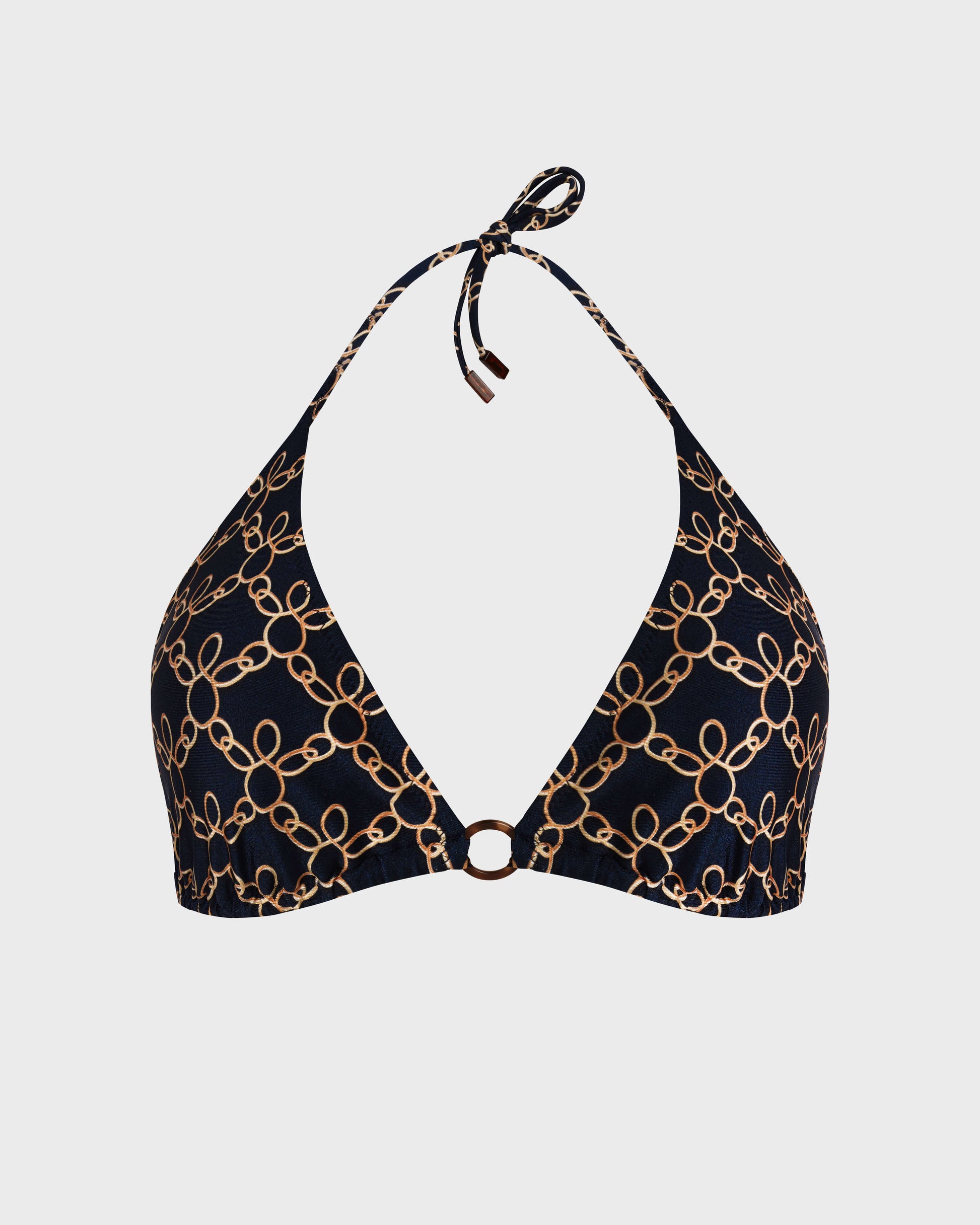 Vilebrequin Women Triangle Bikini Top Turtles Chain - Blue Navy