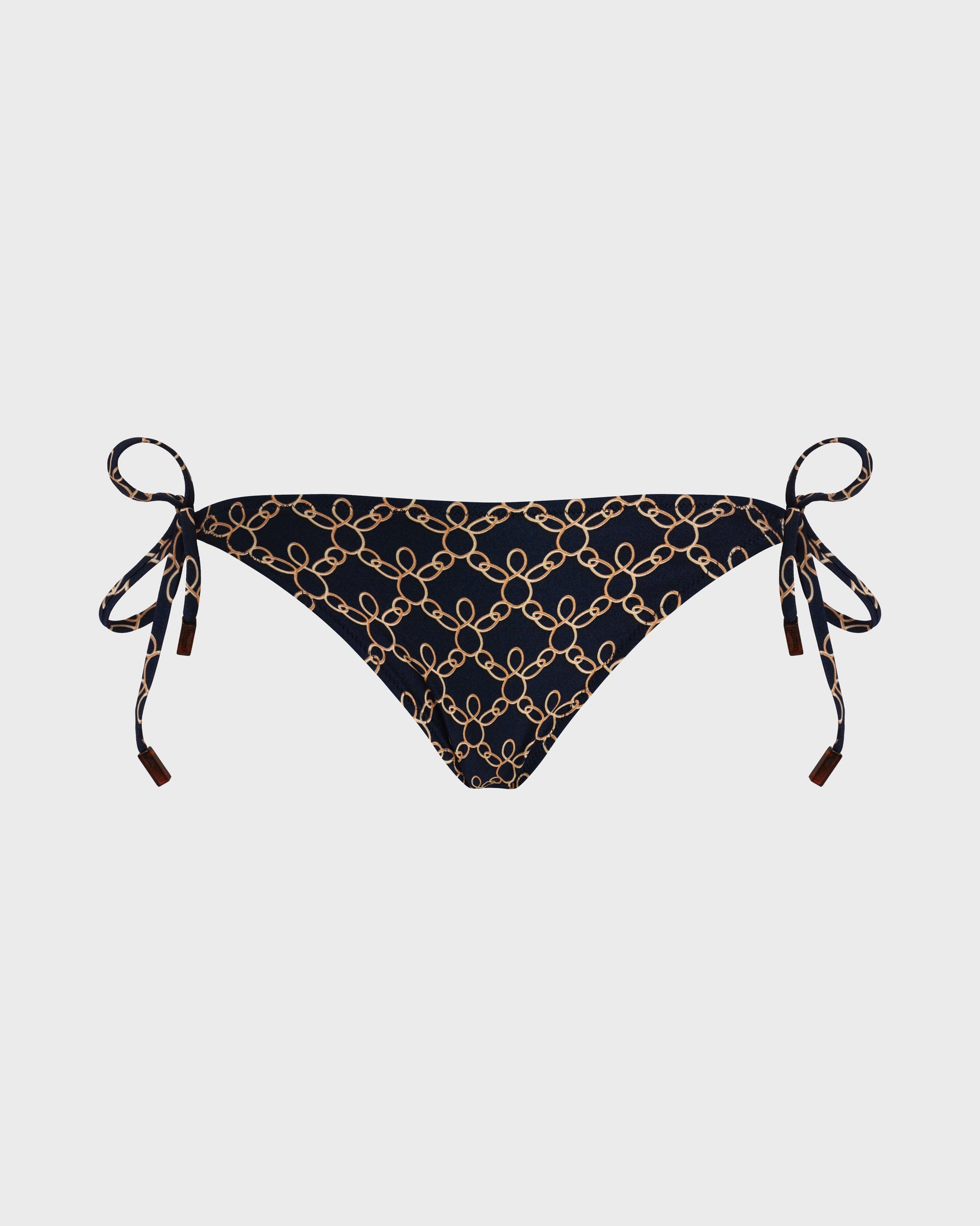 Vilebrequin Women Side Tie Bikini Bottom Turtles Chain - Blue Navy