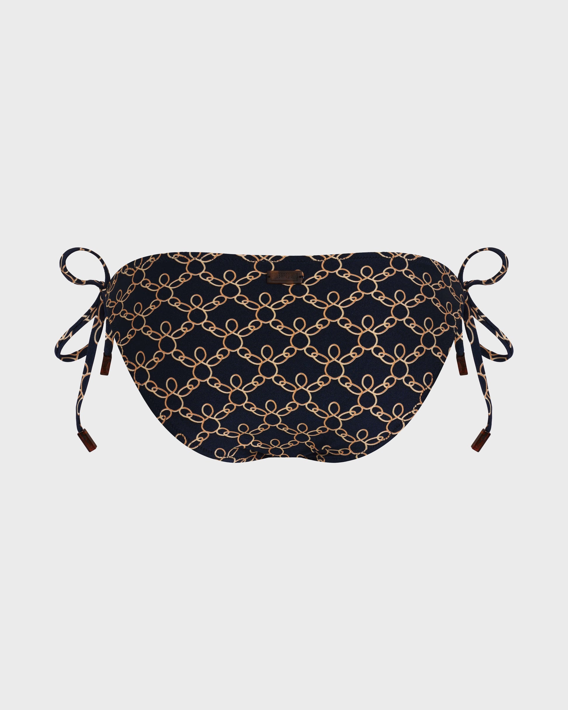 Vilebrequin Women Side Tie Bikini Bottom Turtles Chain - Blue Navy