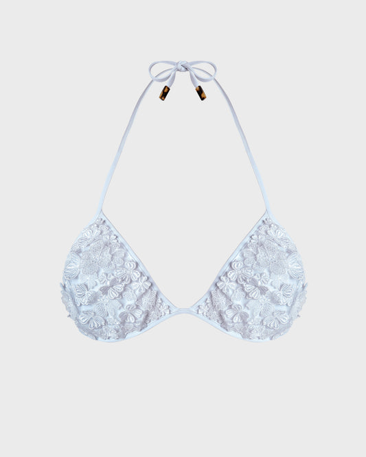 Vilebrequin Women Triangle Bikini Top Embroidered Guipure Florale - White