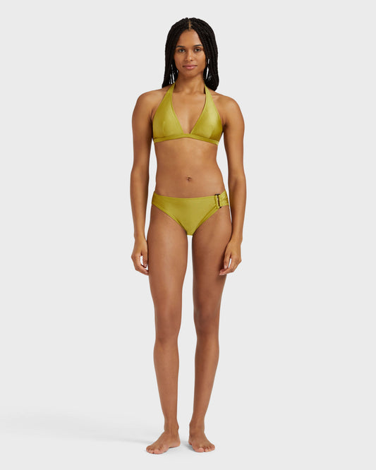 Vilebrequin Women Halter Bikini Stretch Shiny Top Solid - Green Wormwood