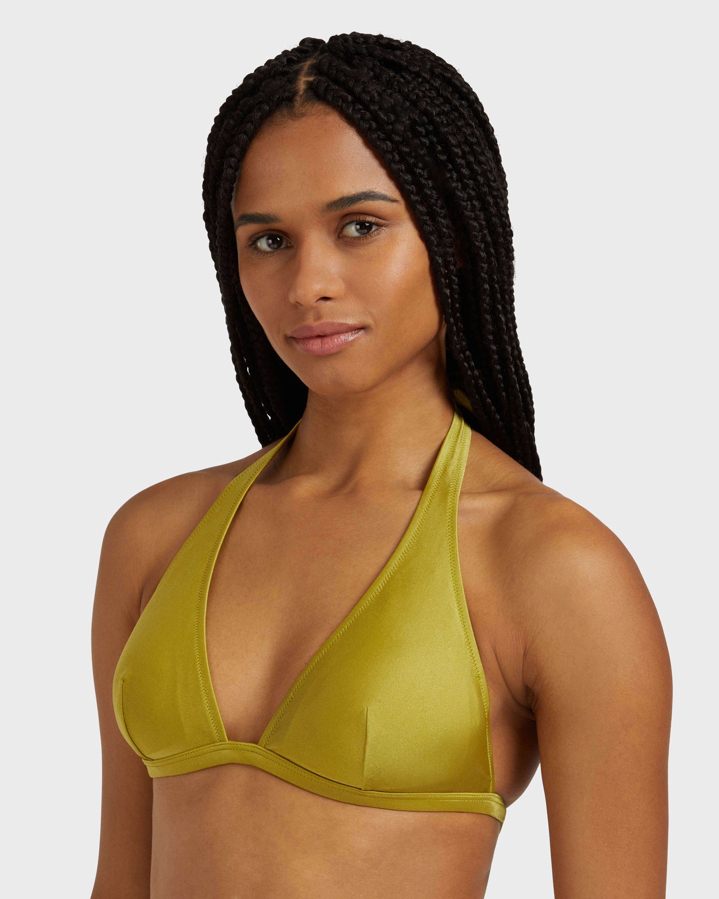 Vilebrequin Women Halter Bikini Stretch Shiny Top Solid - Green Wormwood