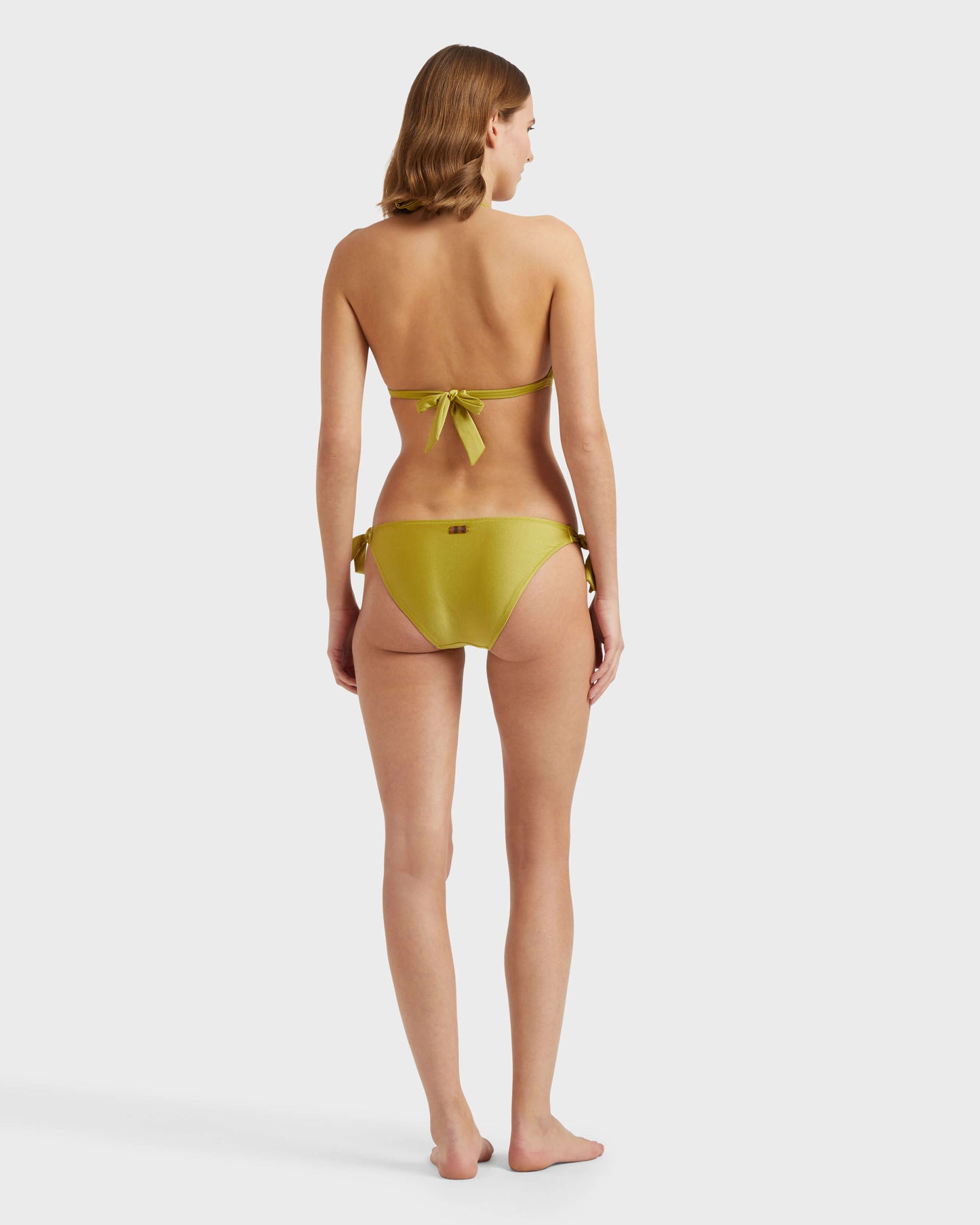 Vilebrequin Women Solid Stretch Shiny Bikini Bottom - Green Wormwood