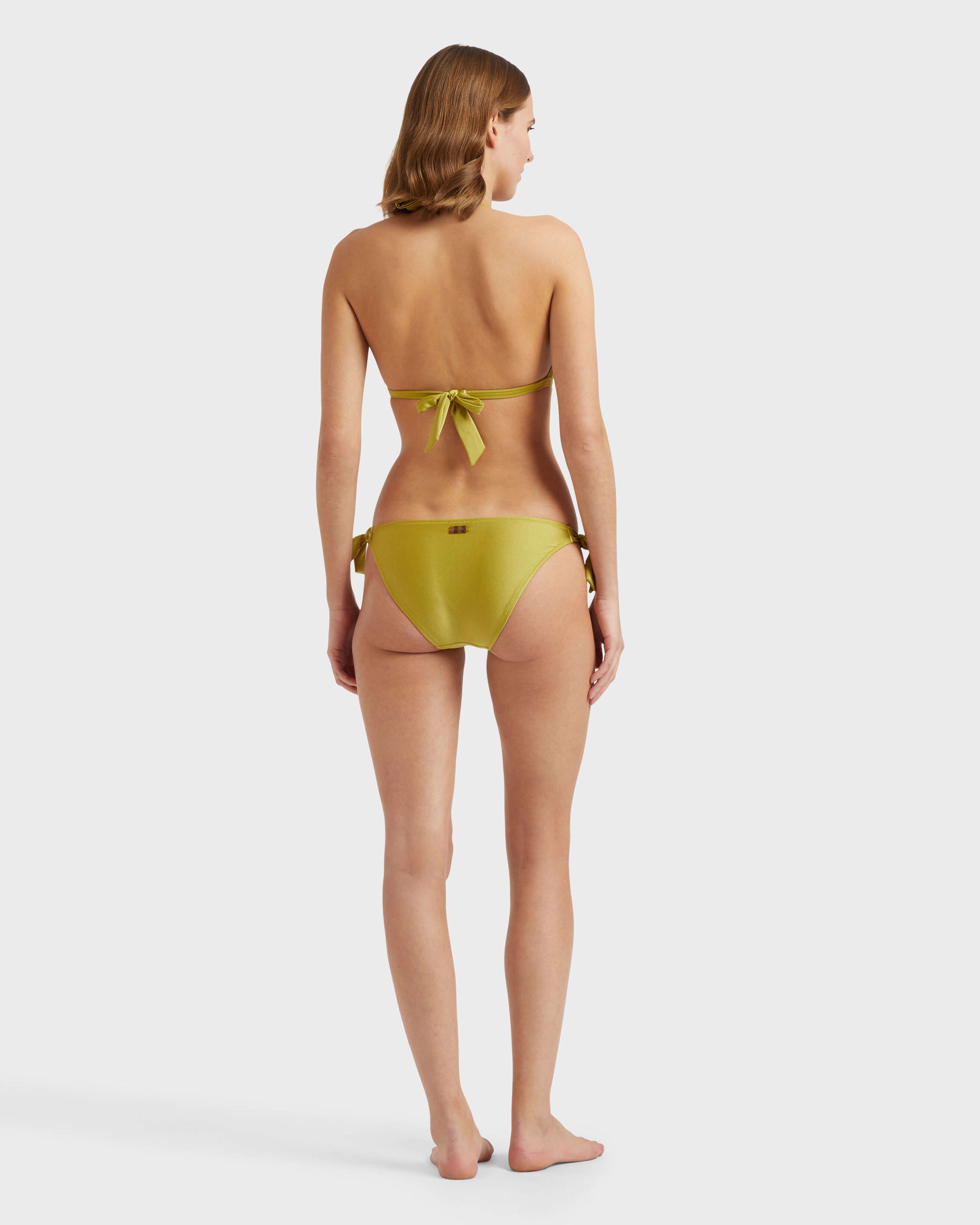 Vilebrequin Women Solid Stretch Shiny Bikini Bottom - Green Wormwood
