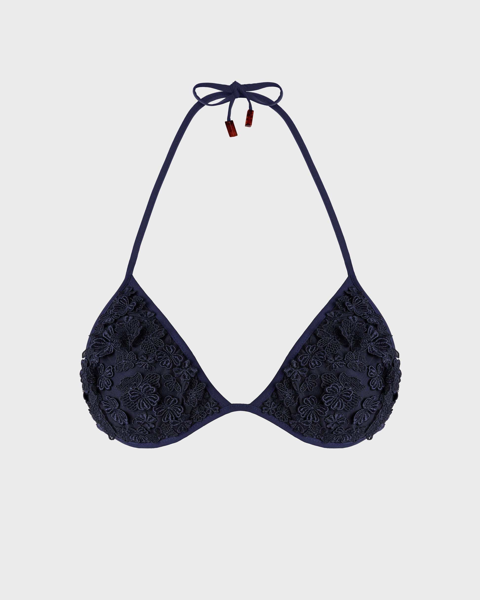 Vilebrequin Women Triangle Bikini Top Embroidered Guipure Florale - Blue Navy