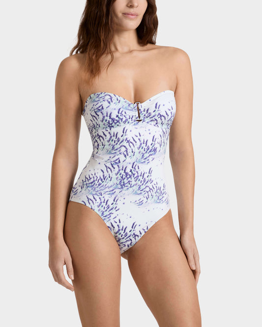 Vilebrequin Women Bandeau One-piece Swimsuit Lavender - White