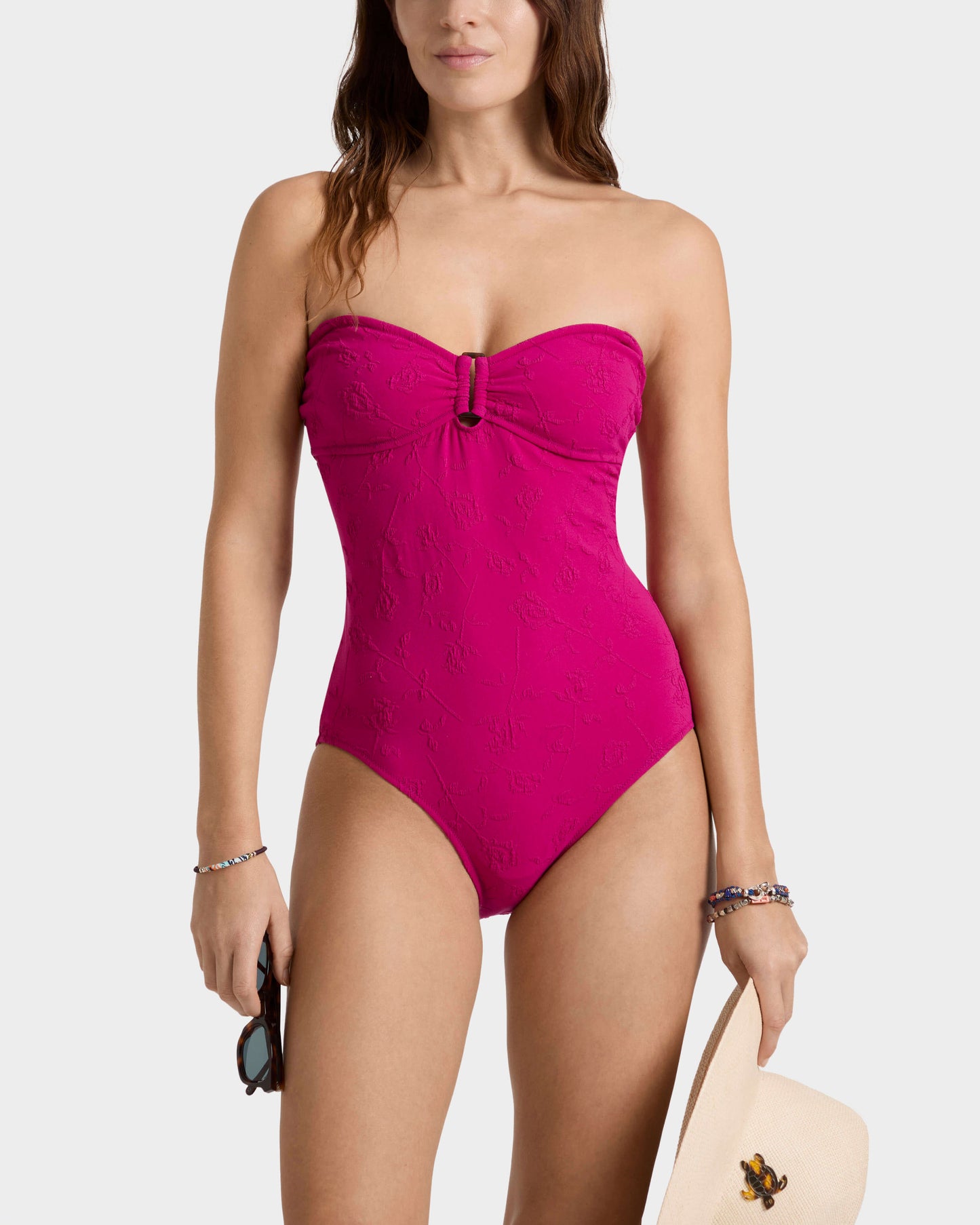 Vilebrequin Women Jacquard One-piece Swimsuit Roses - Red Crimson purple