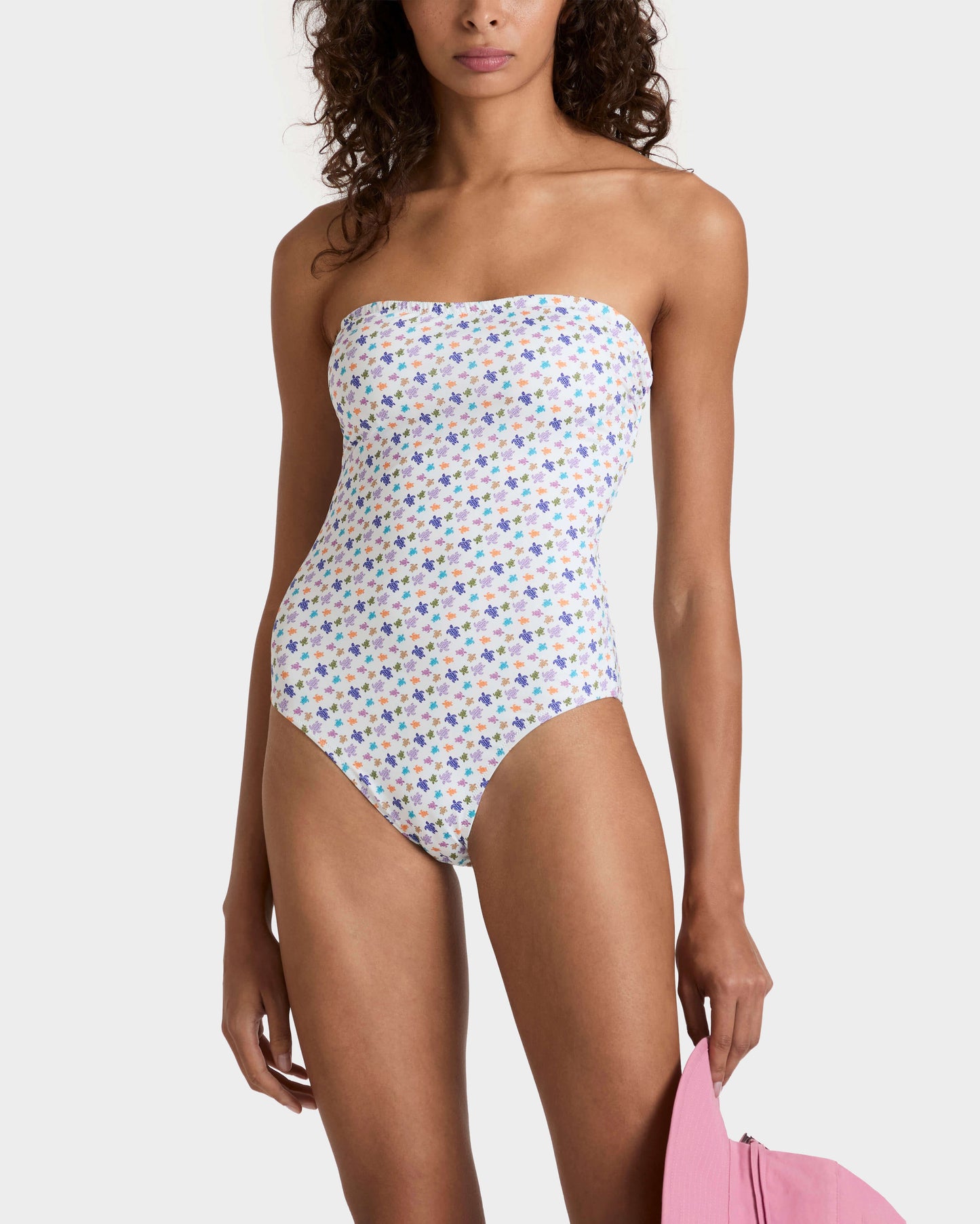 Vilebrequin Women Bustier One-piece Swimsuit Micro Ronde des Tortues - White