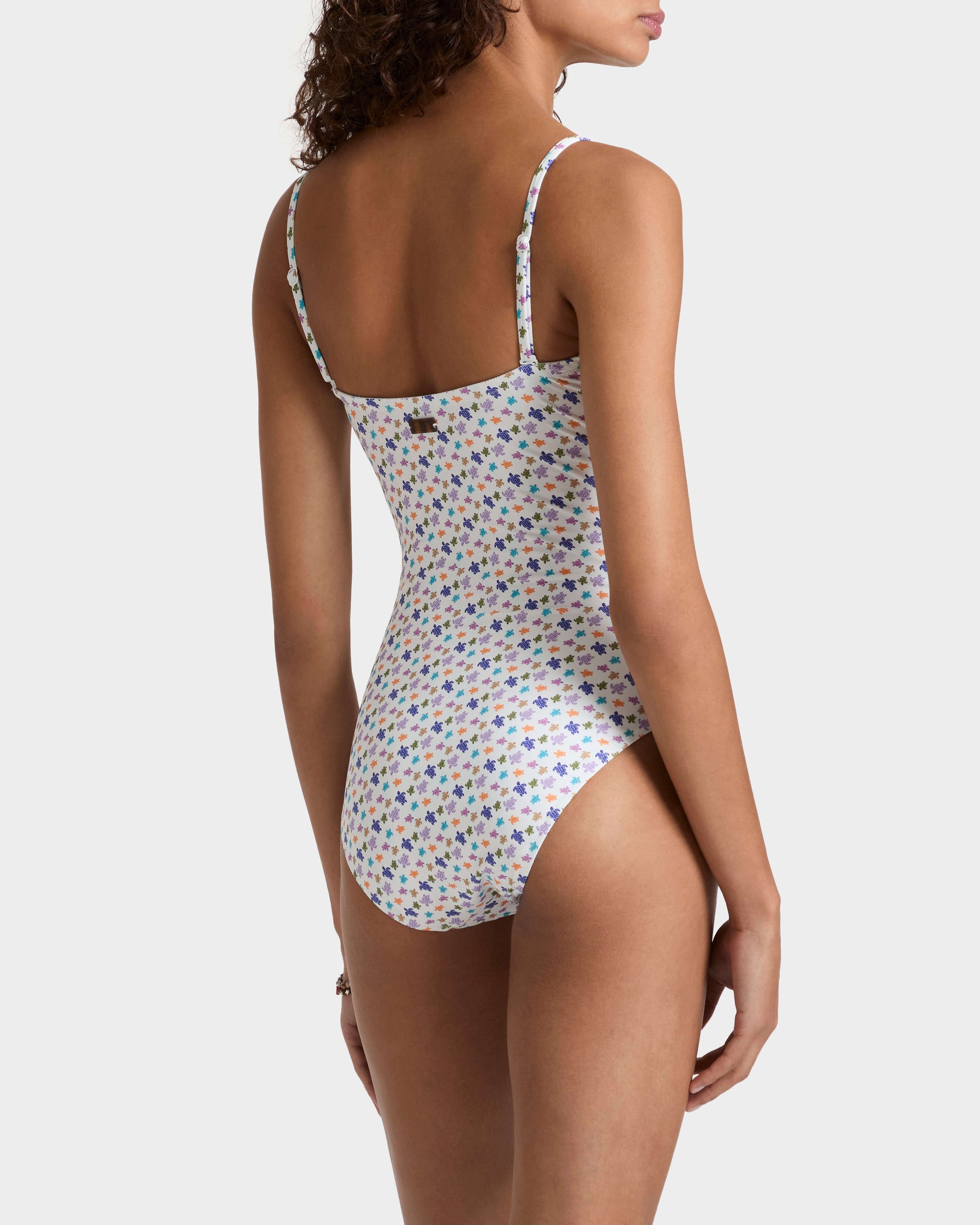 Vilebrequin Women Bustier One-piece Swimsuit Micro Ronde des Tortues - White