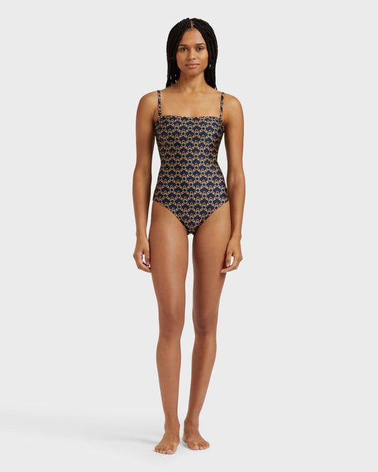 Vilebrequin Women Bustier One-piece swimsuit Turtles Chains - Blue Navy
