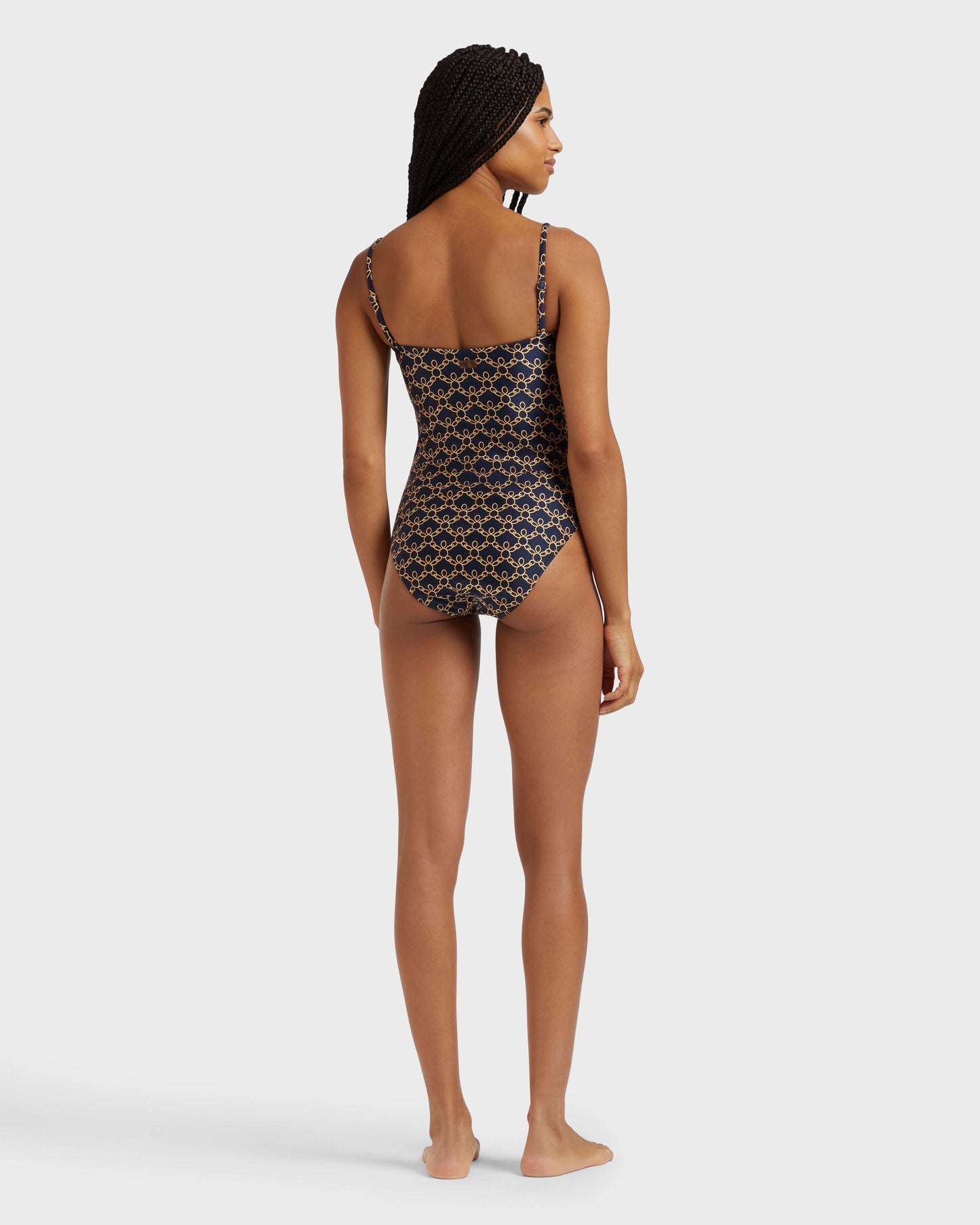 Vilebrequin Women Bustier One-piece swimsuit Turtles Chains - Blue Navy