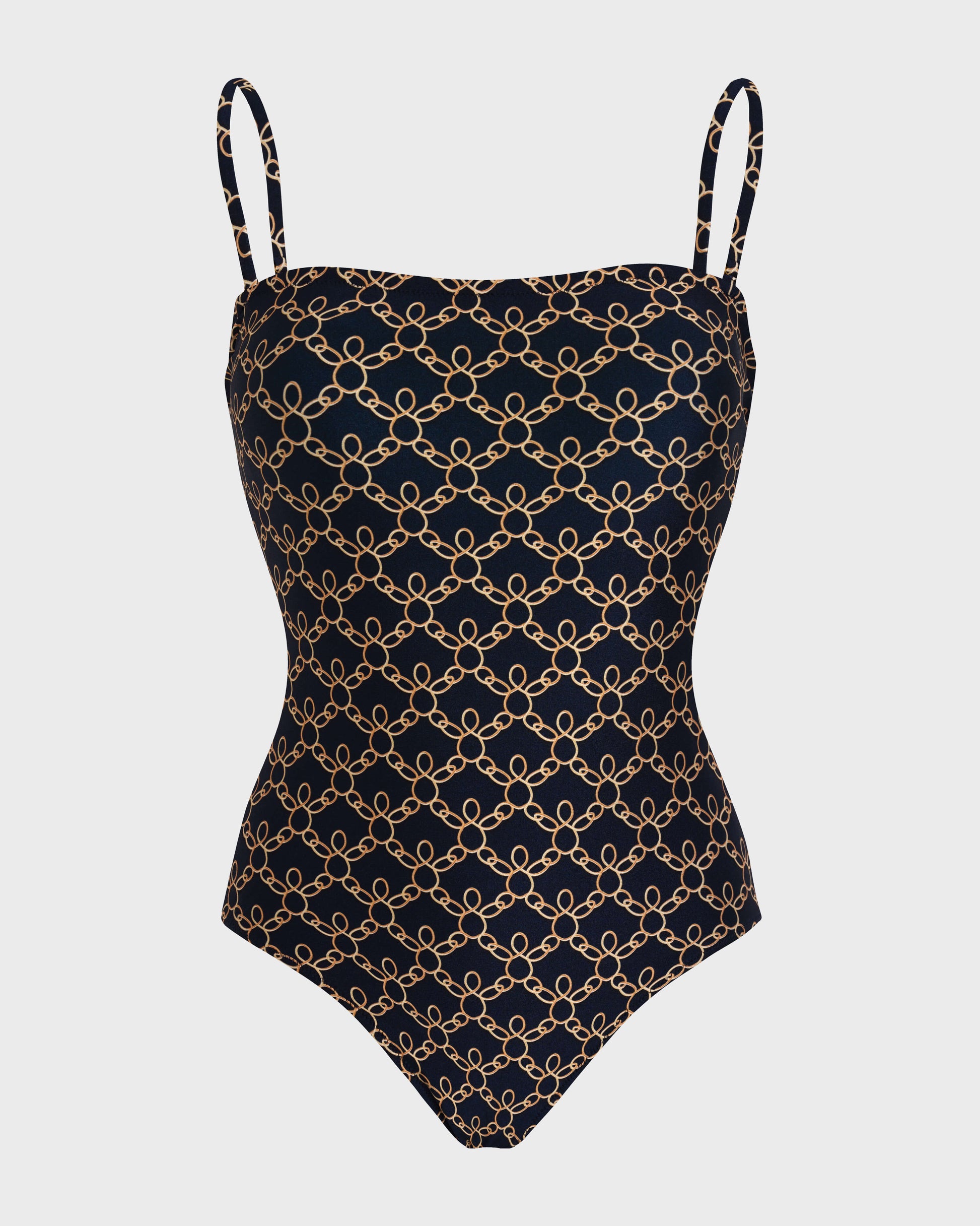 Vilebrequin Women Bustier One-piece swimsuit Turtles Chains - Blue Navy
