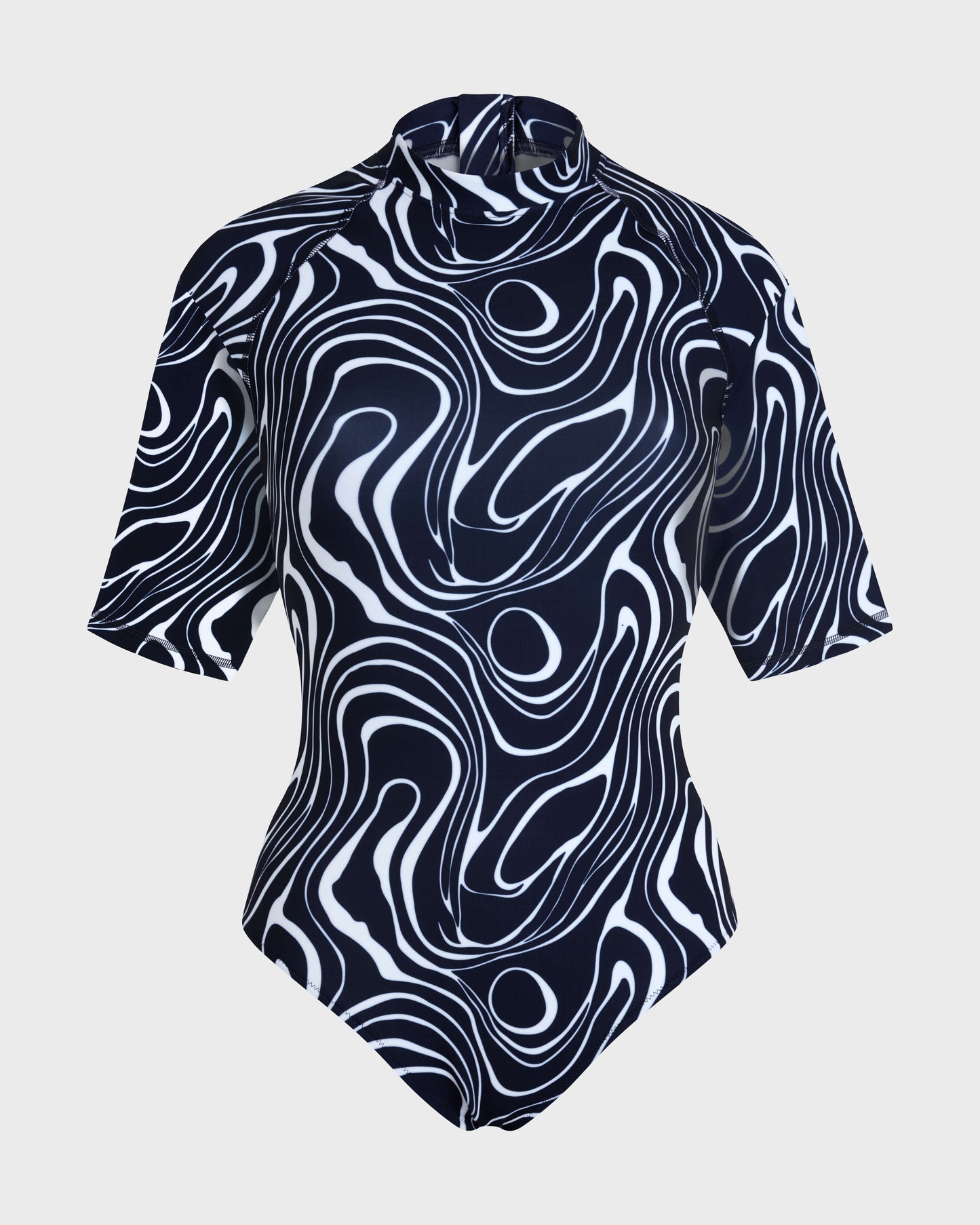 Vilebrequin Women Short Sleeves UV Protection One-piece Rashguard Waves - Blue Navy