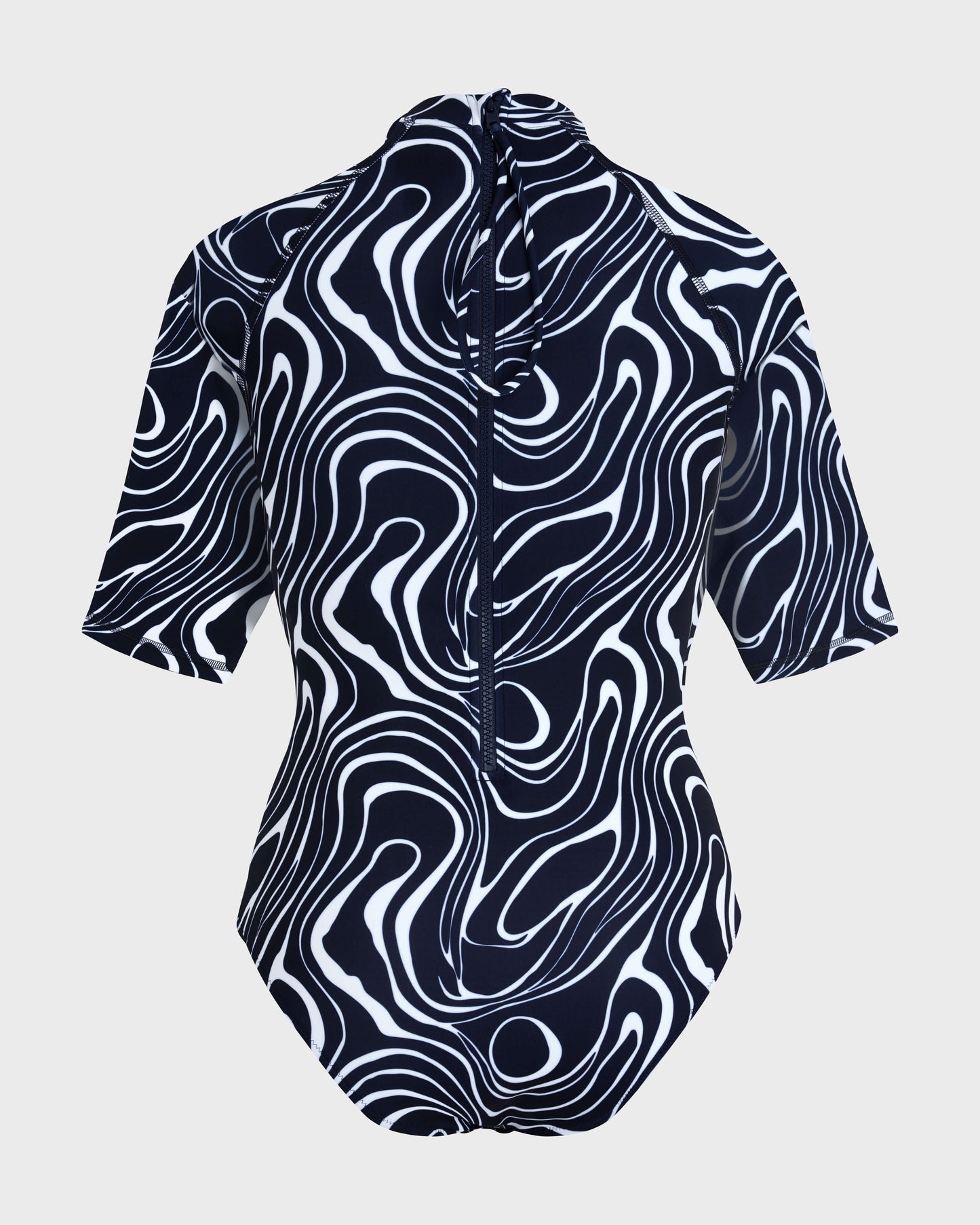 Vilebrequin Women Short Sleeves UV Protection One-piece Rashguard Waves - Blue Navy